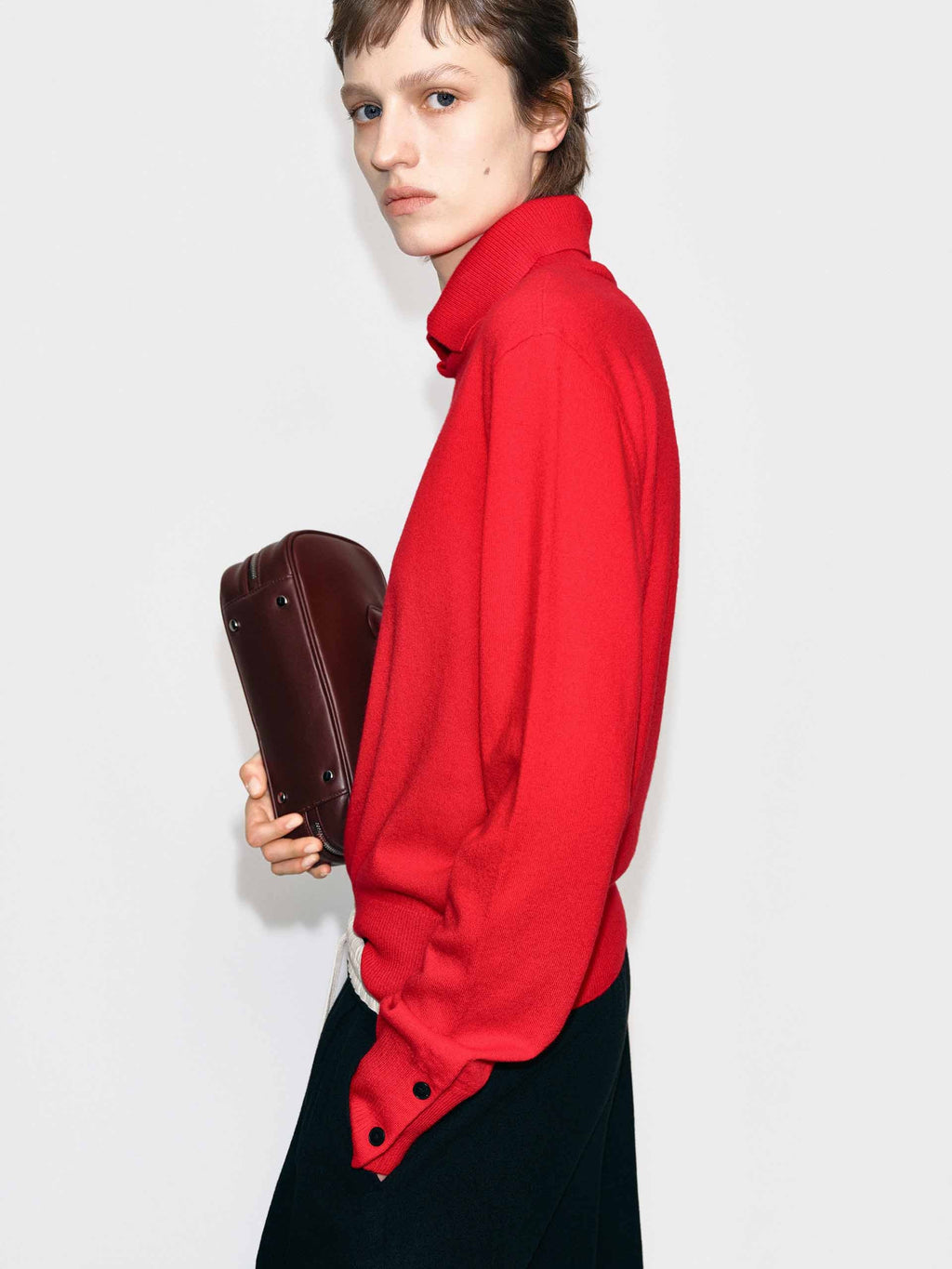 Ribbed Collar Knitted Sweater