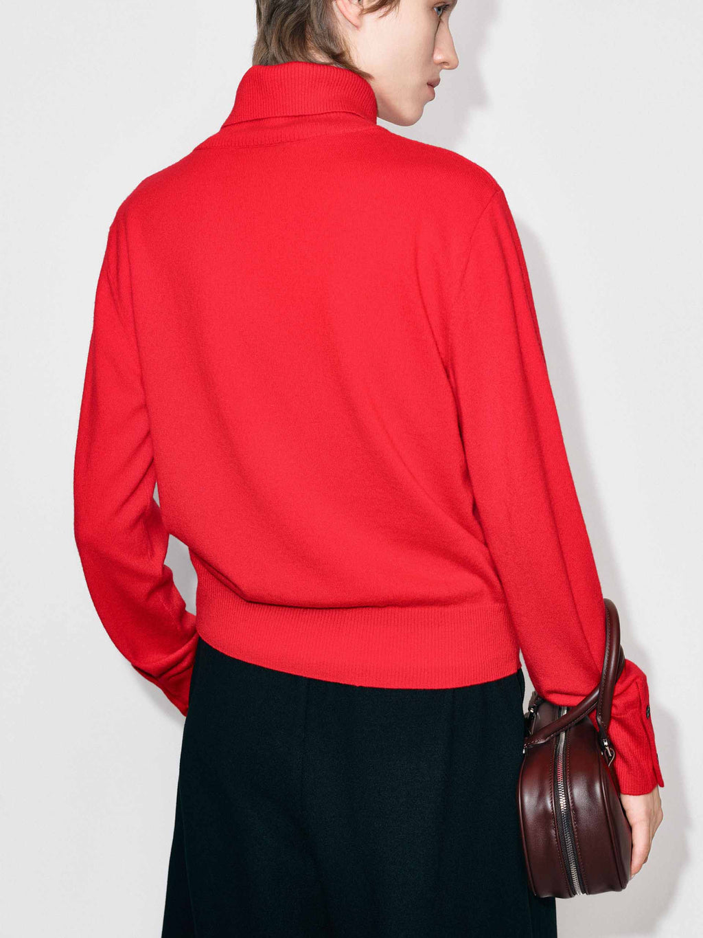 Ribbed Collar Knitted Sweater