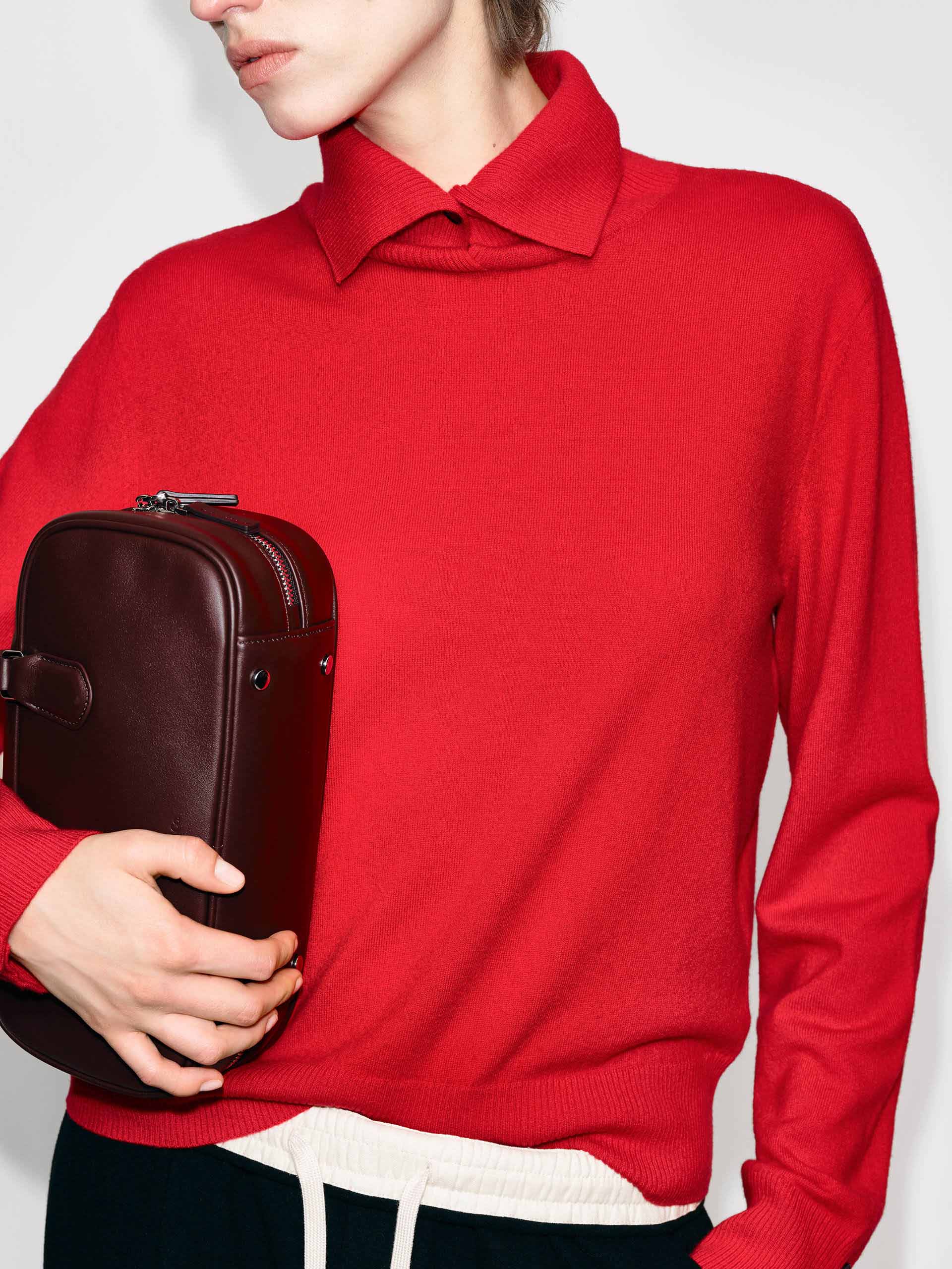 Ribbed Collar Knitted Sweater