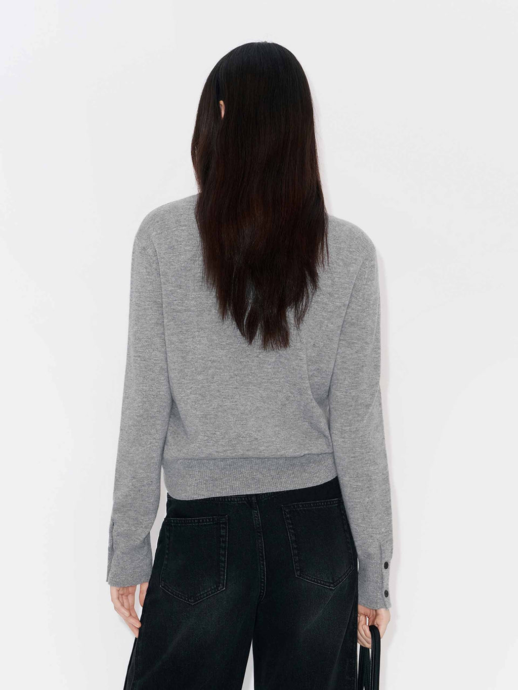 Ribbed Collar Knitted Sweater