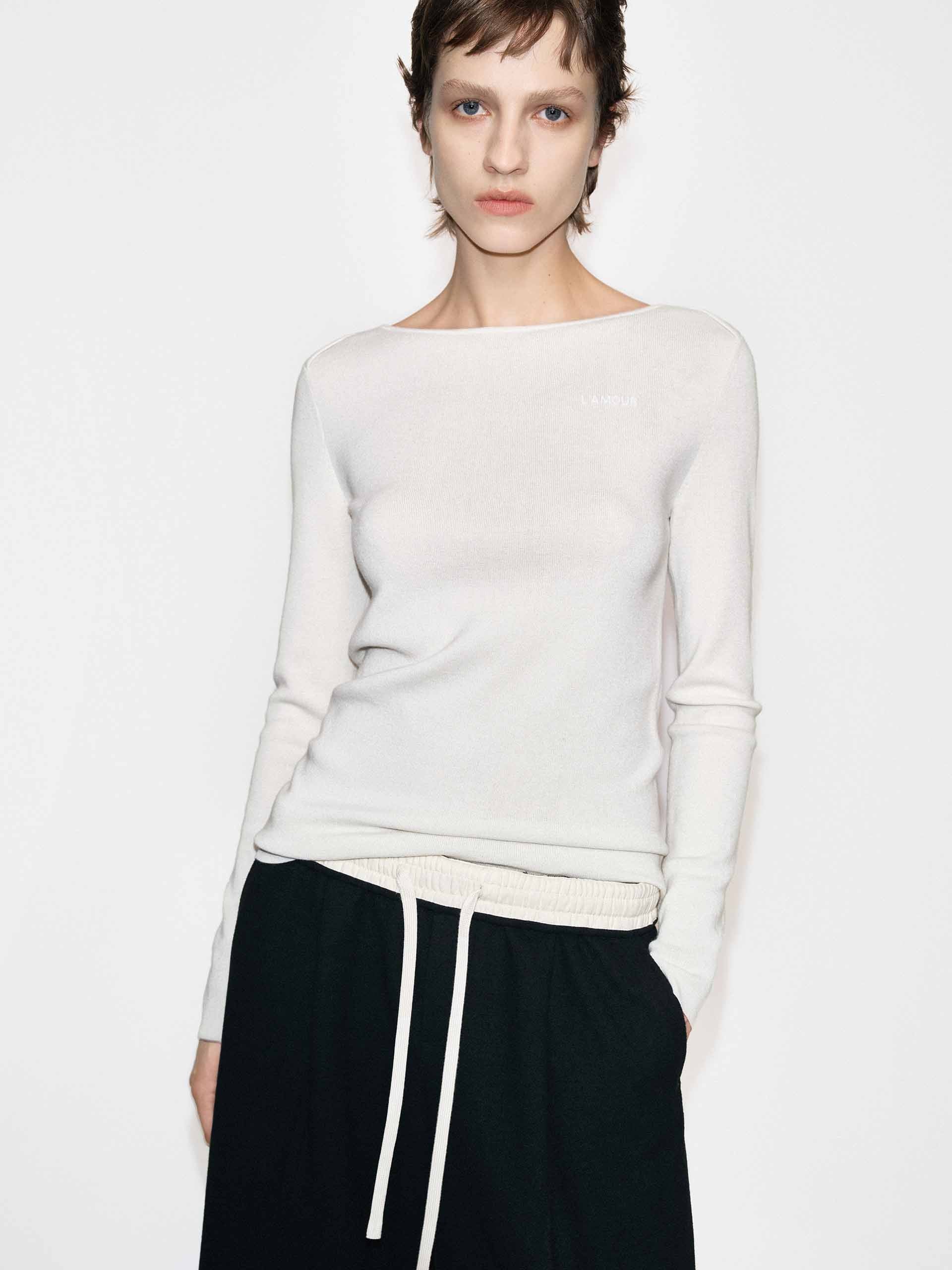 Wool Blend Fitted Knitted Top