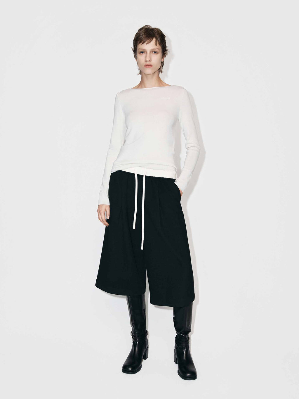 Wool Blend Fitted Knitted Top