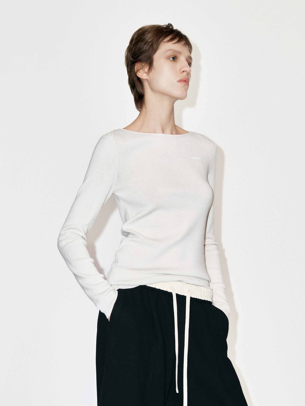 Wool Blend Fitted Knitted Top