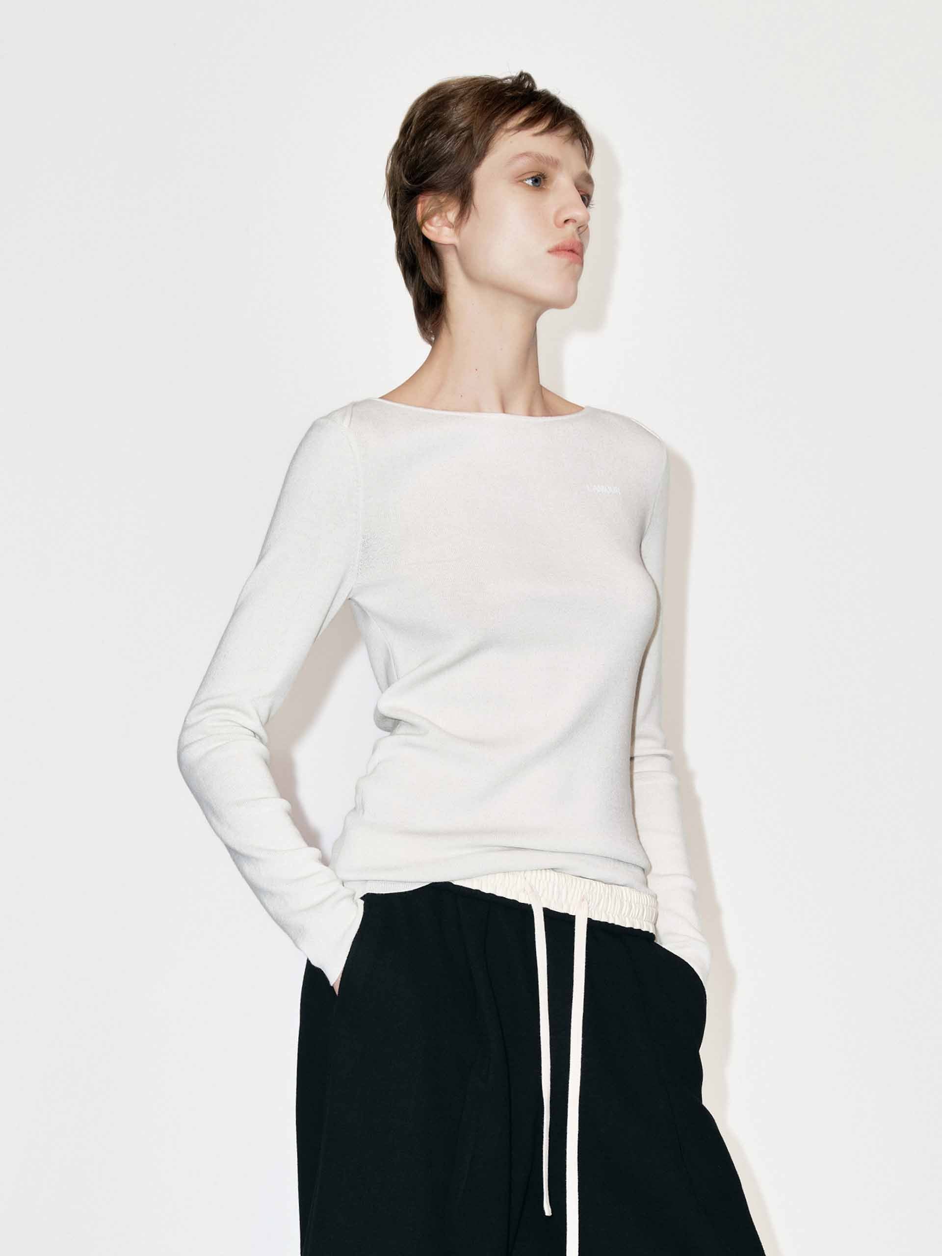 Wool Blend Fitted Knitted Top