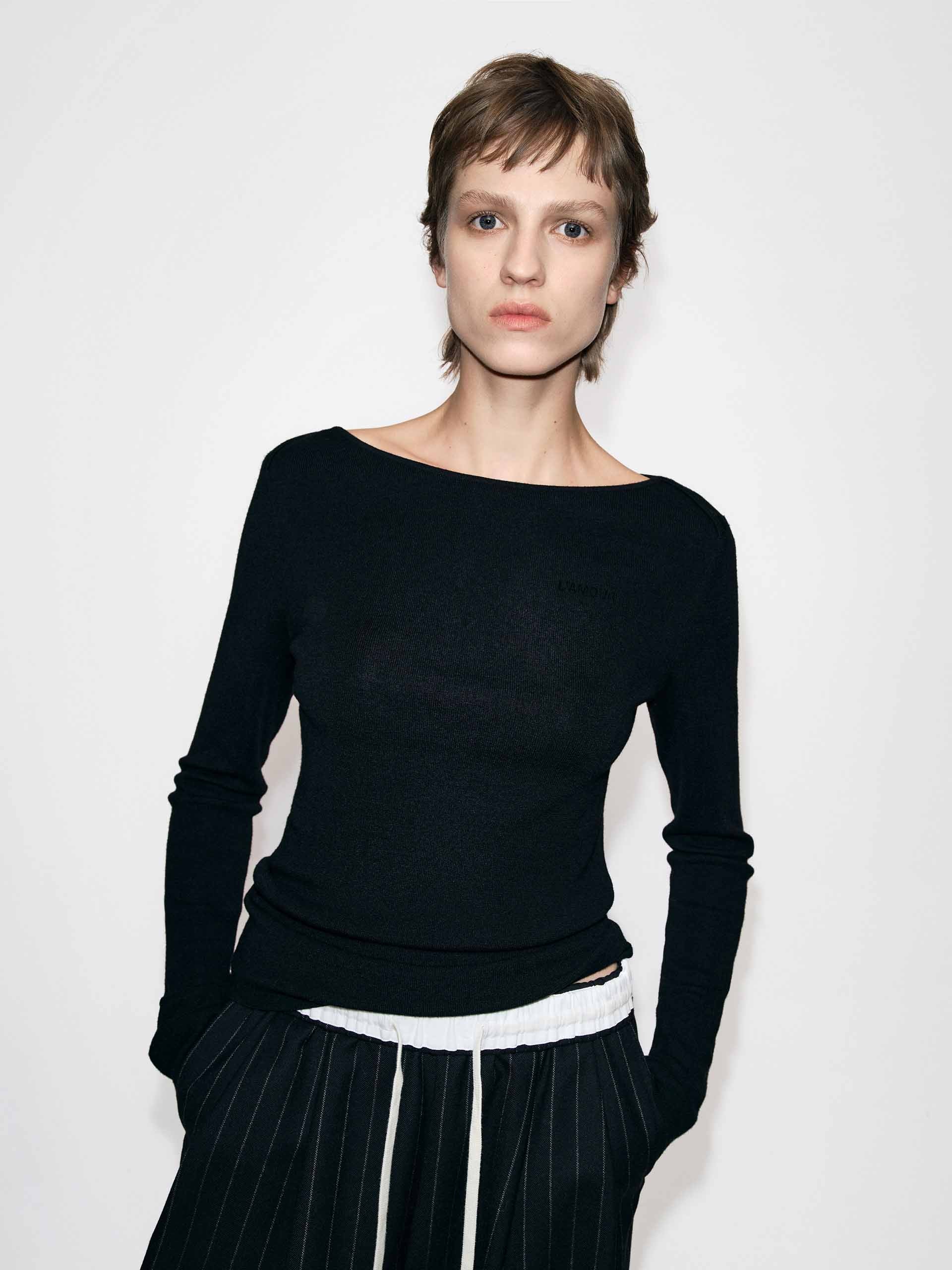 Wool Blend Fitted Knitted Top