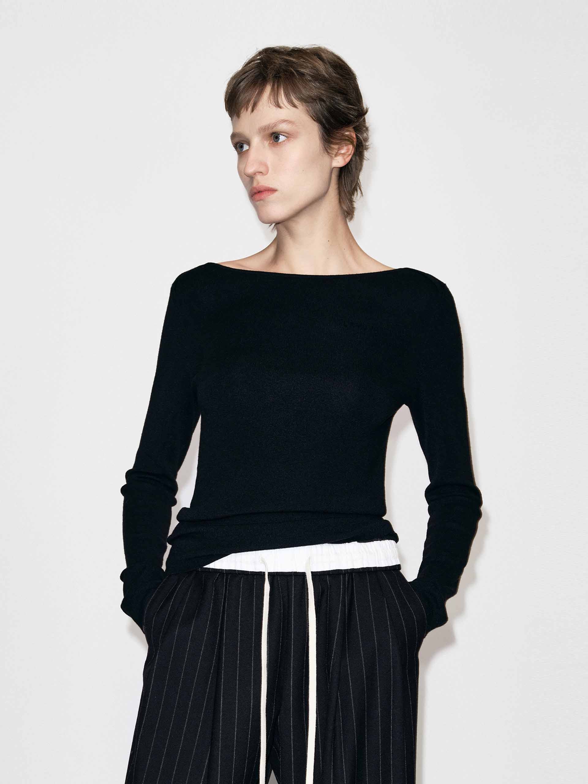 Wool Blend Fitted Knitted Top