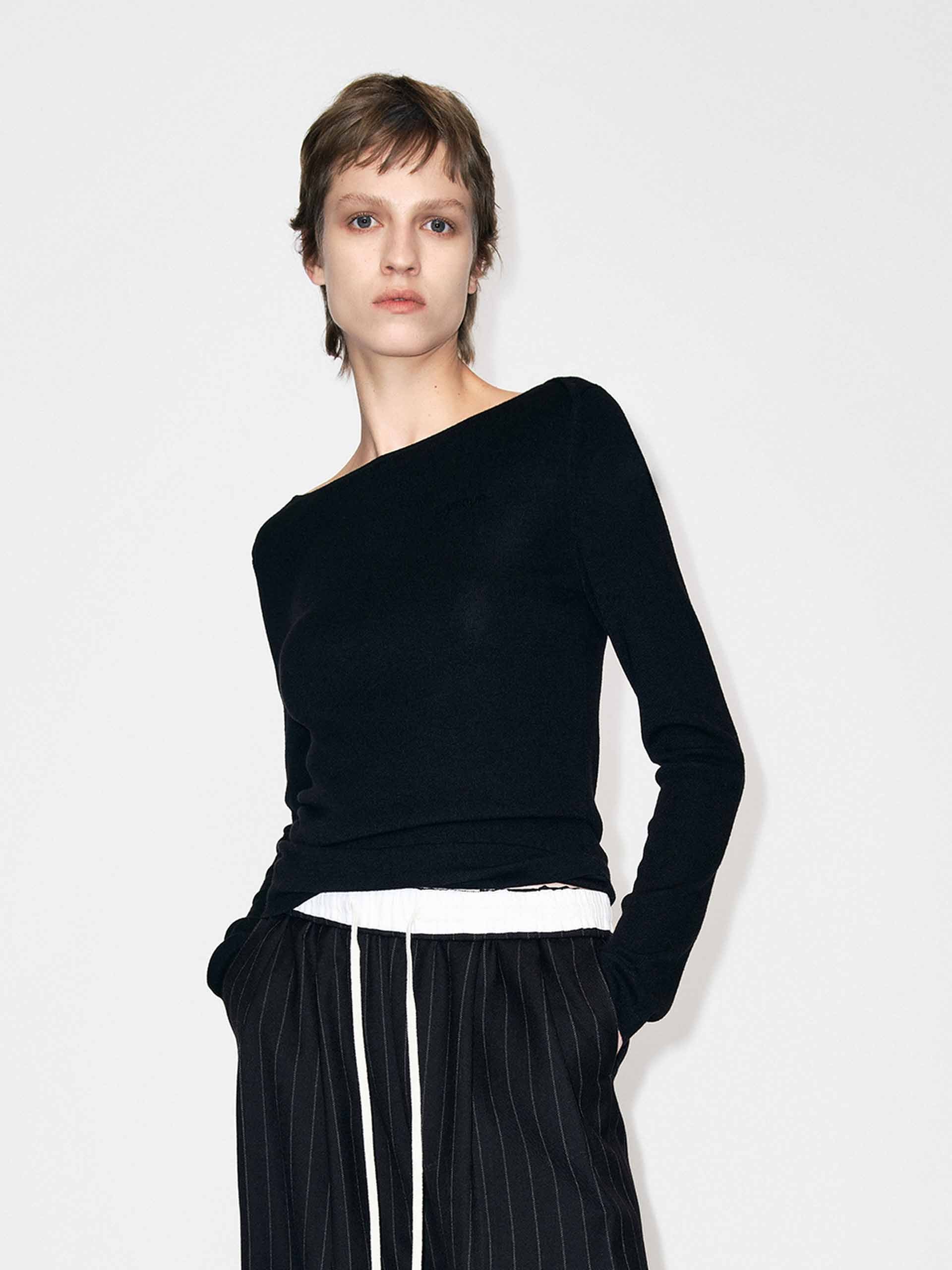 Wool Blend Fitted Knitted Top