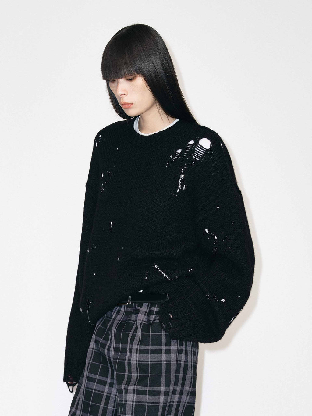 Ink Splashed Ripped Sweater
