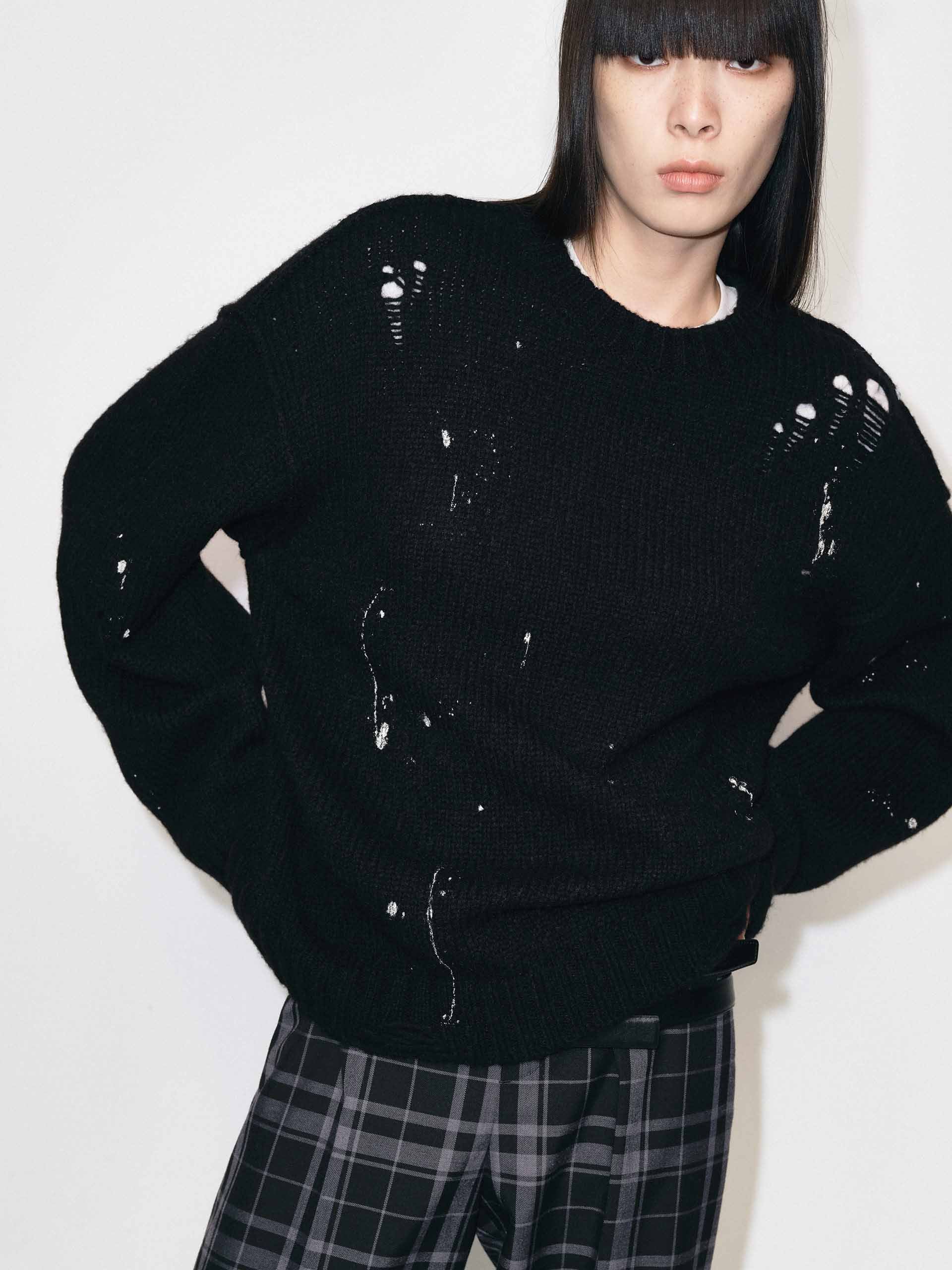 Ink Splashed Ripped Sweater
