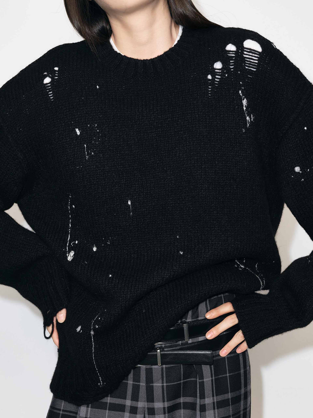 Ink Splashed Ripped Sweater