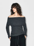 Off-shoulder Fitted Knit Top