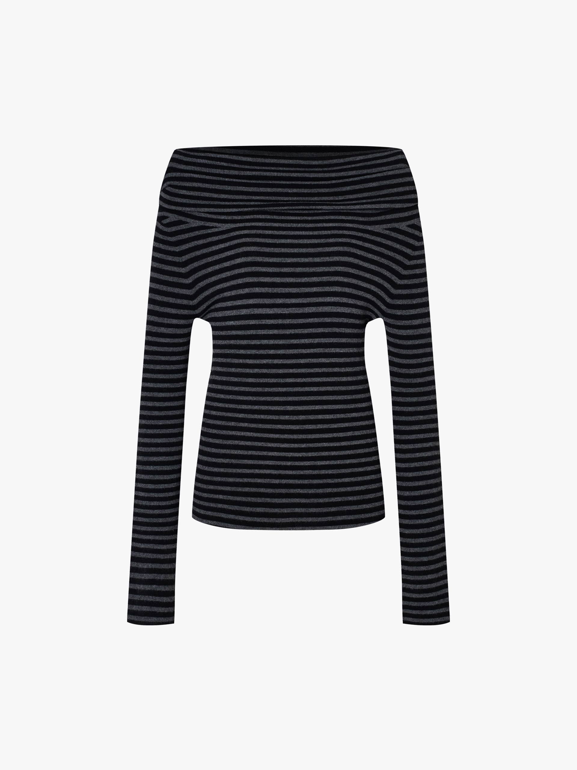 Off-shoulder Fitted Knit Top