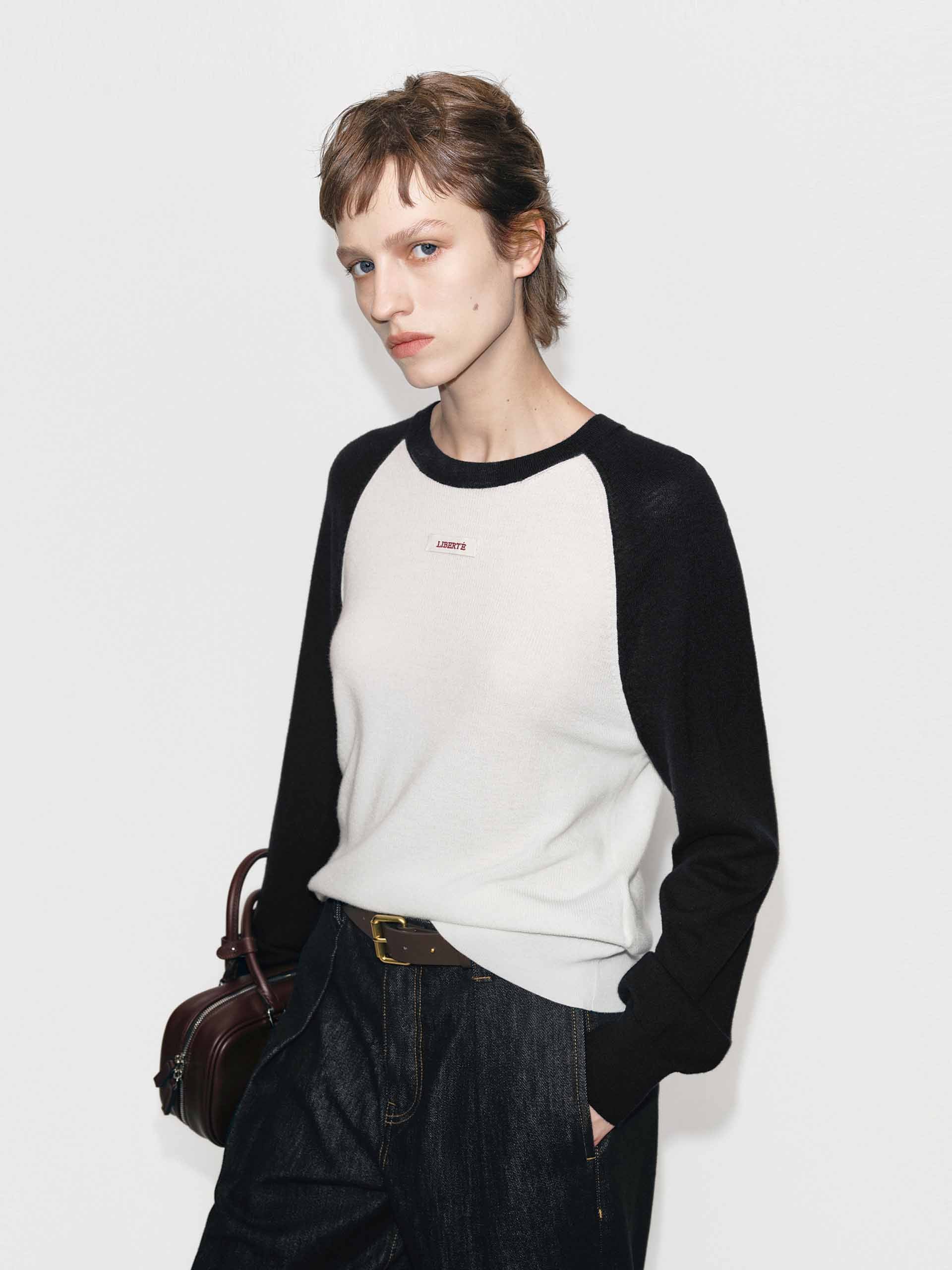 Contrast Wool Knitted Top