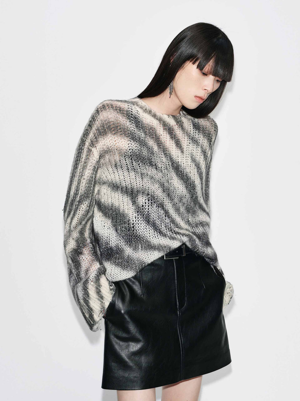 Striped Open Knitted Sweater