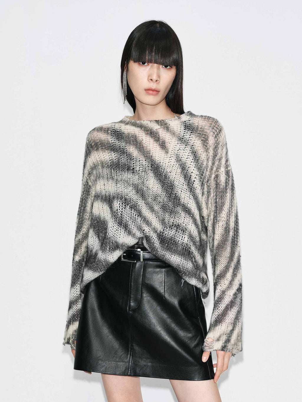 Striped Open Knitted Sweater