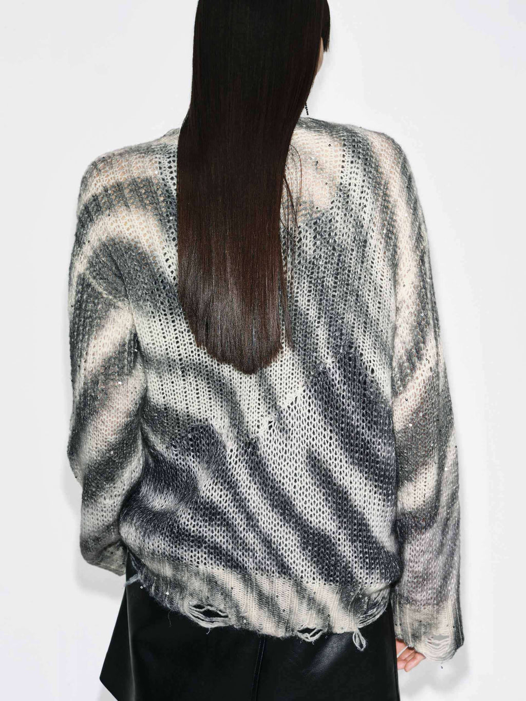 Striped Open Knitted Sweater