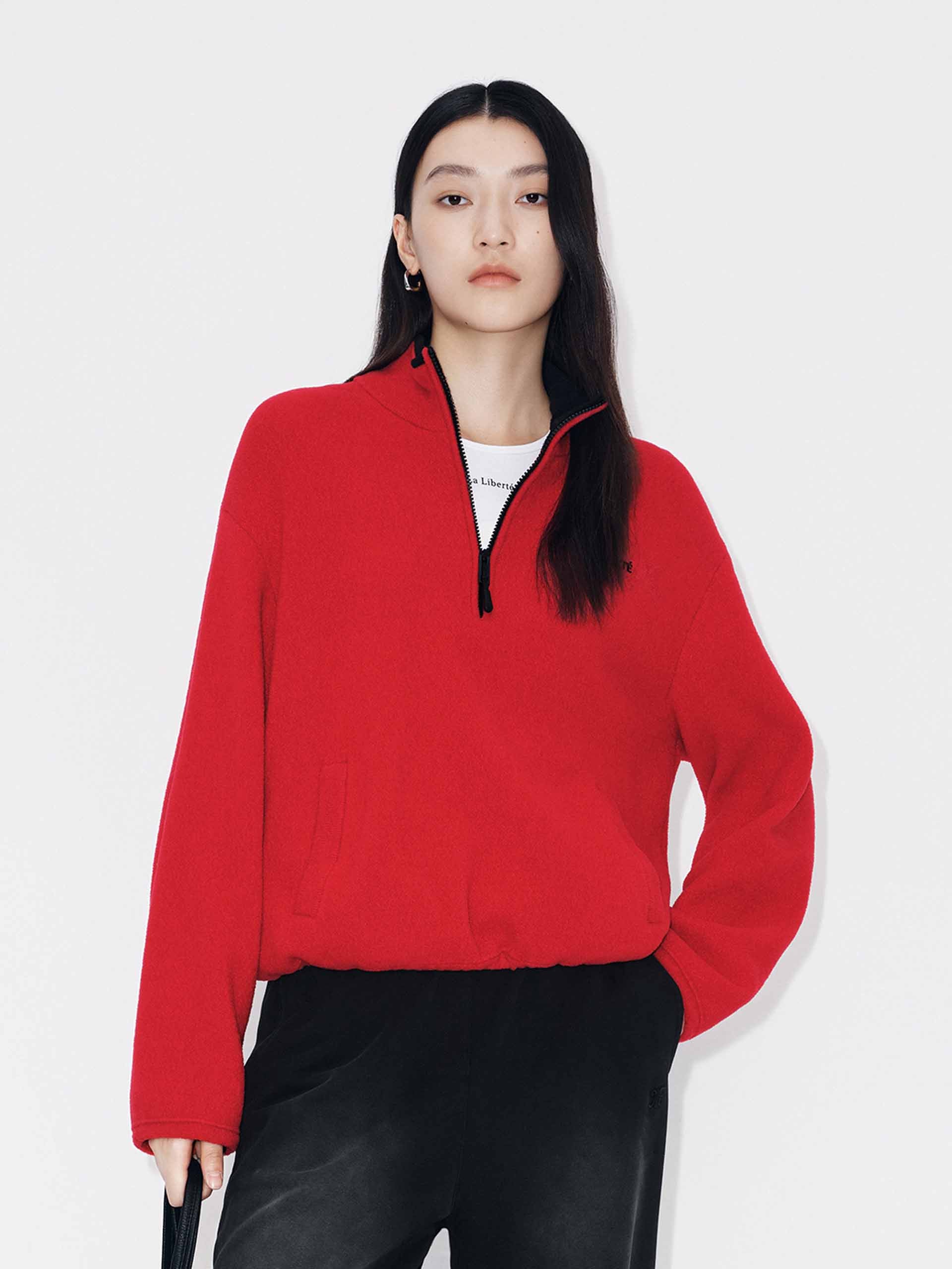 Wool Blend Zipper Sweater