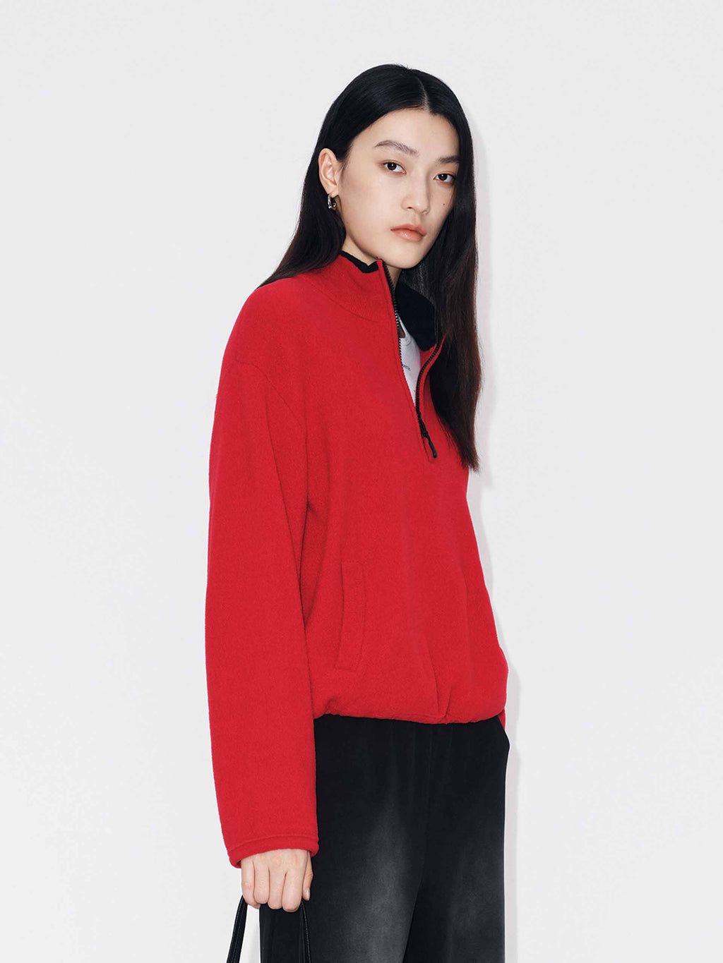 Wool Blend Zipper Sweater