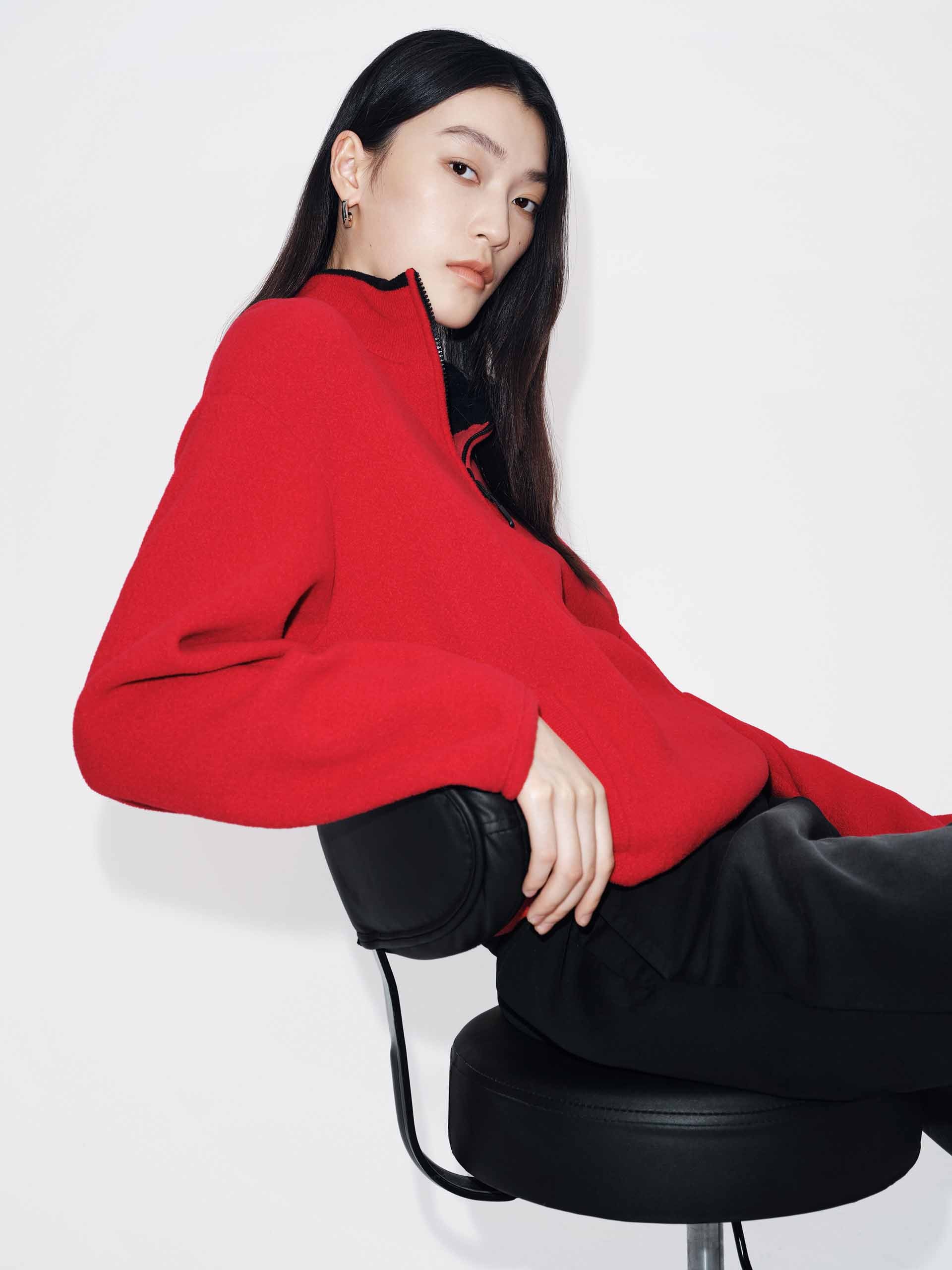 Wool Blend Zipper Sweater