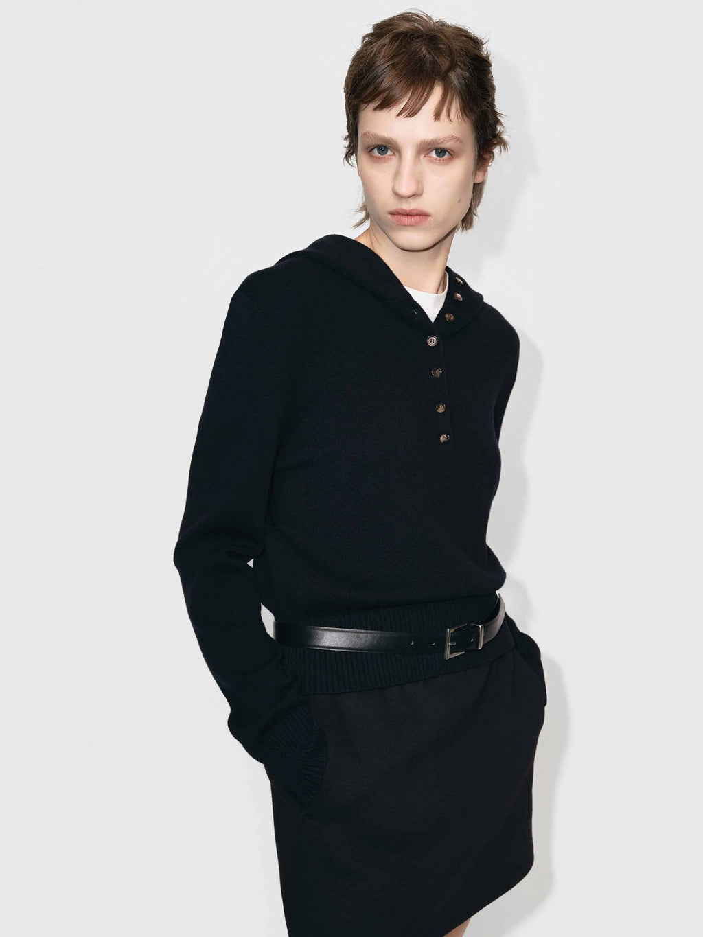 Cropped Hooded Knitted Top