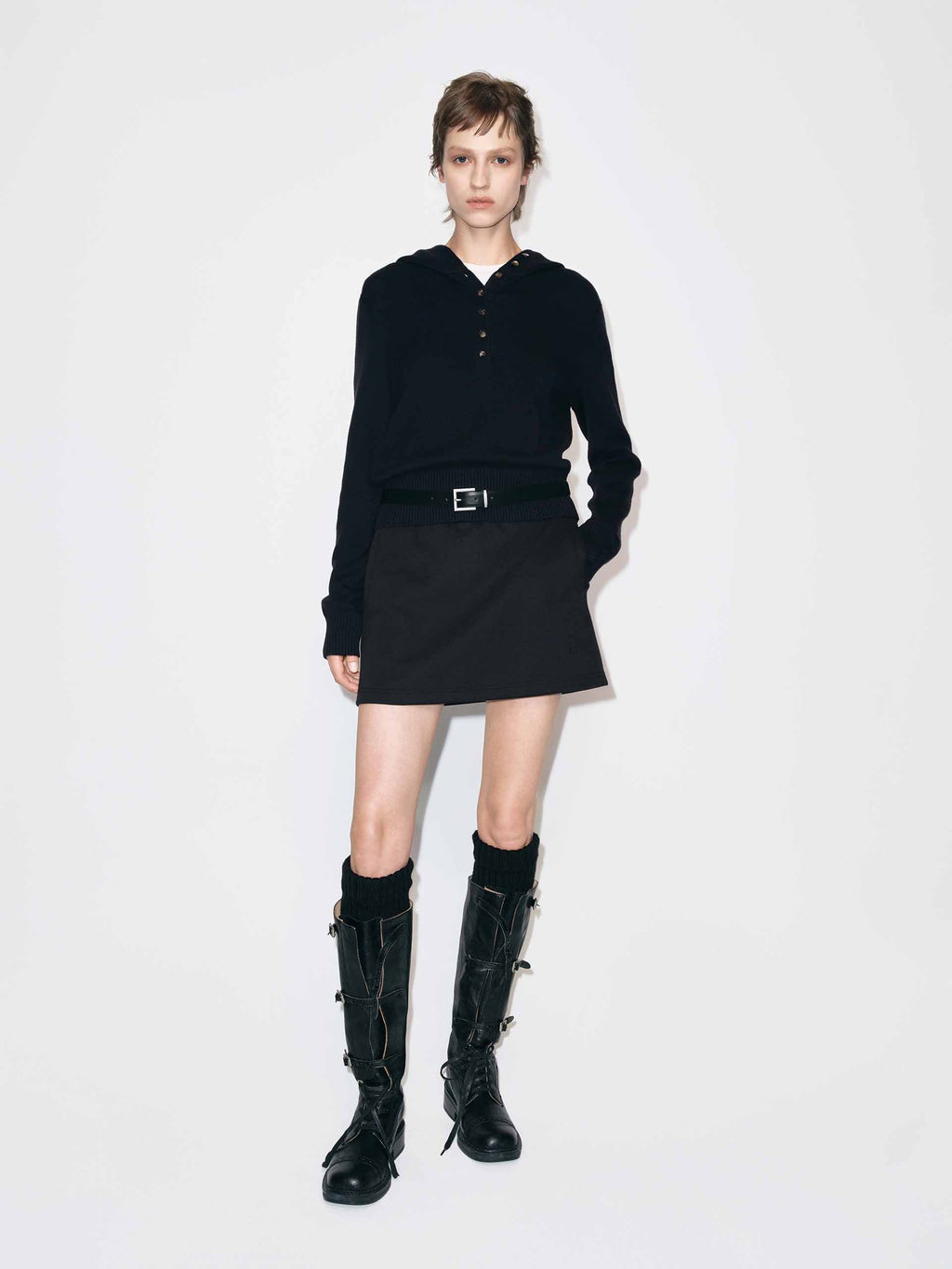 Cropped Hooded Knitted Top