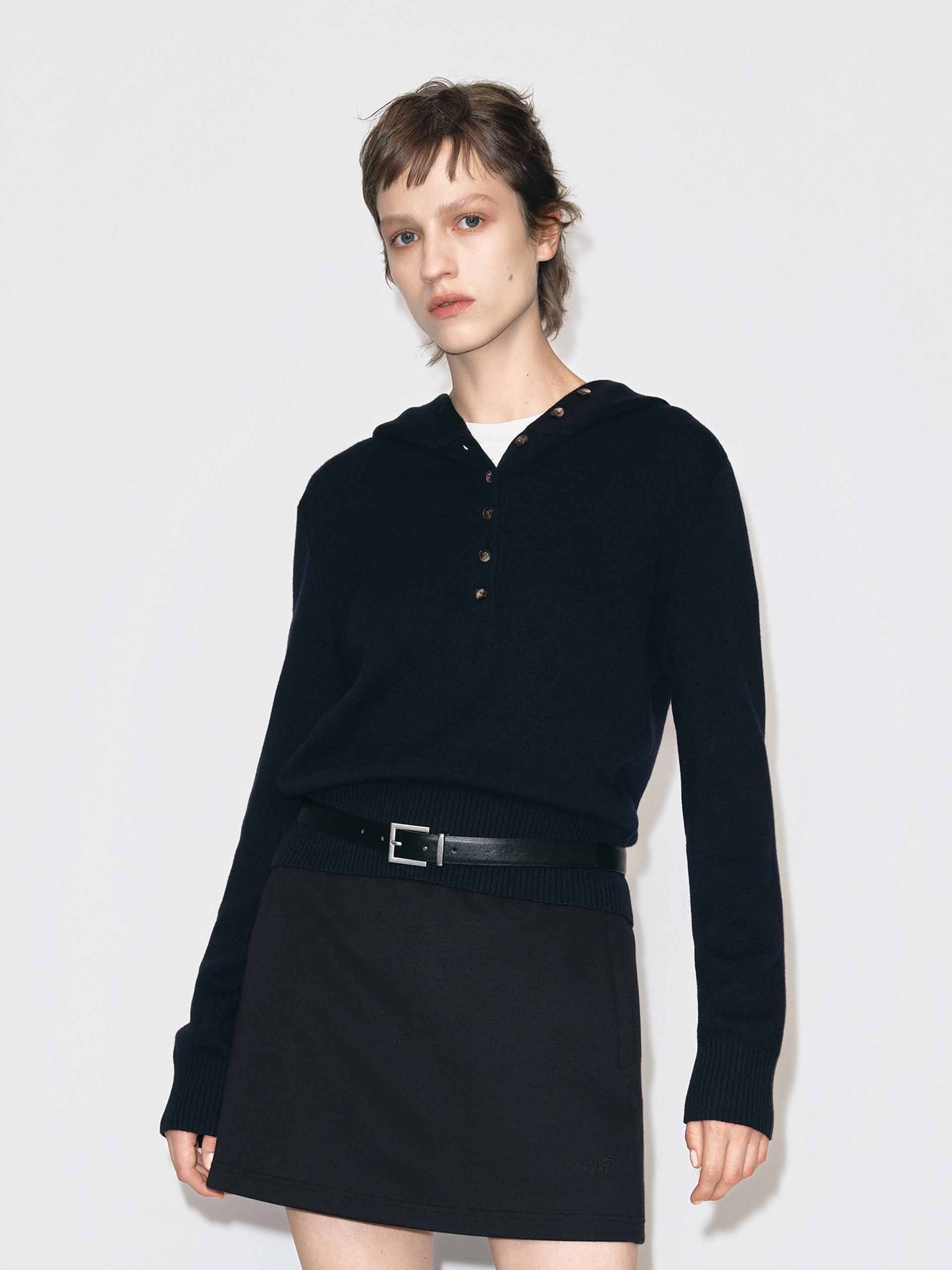 Cropped Hooded Knitted Top