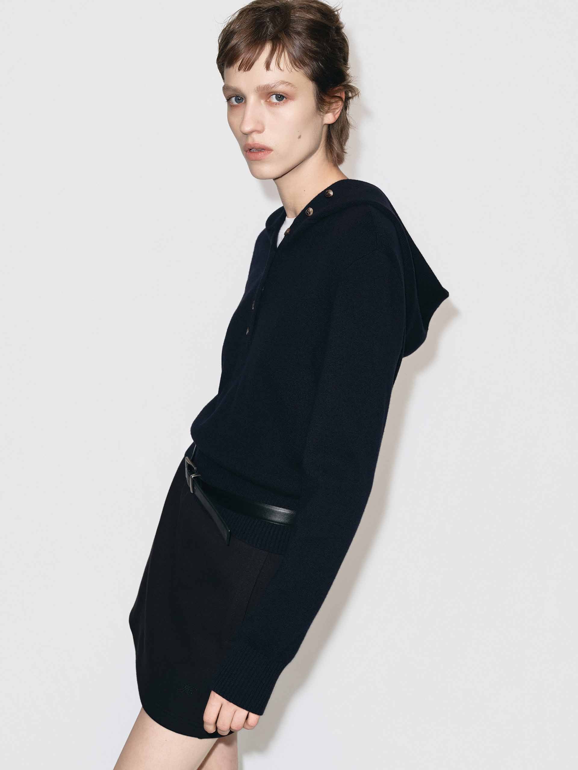Cropped Hooded Knitted Top