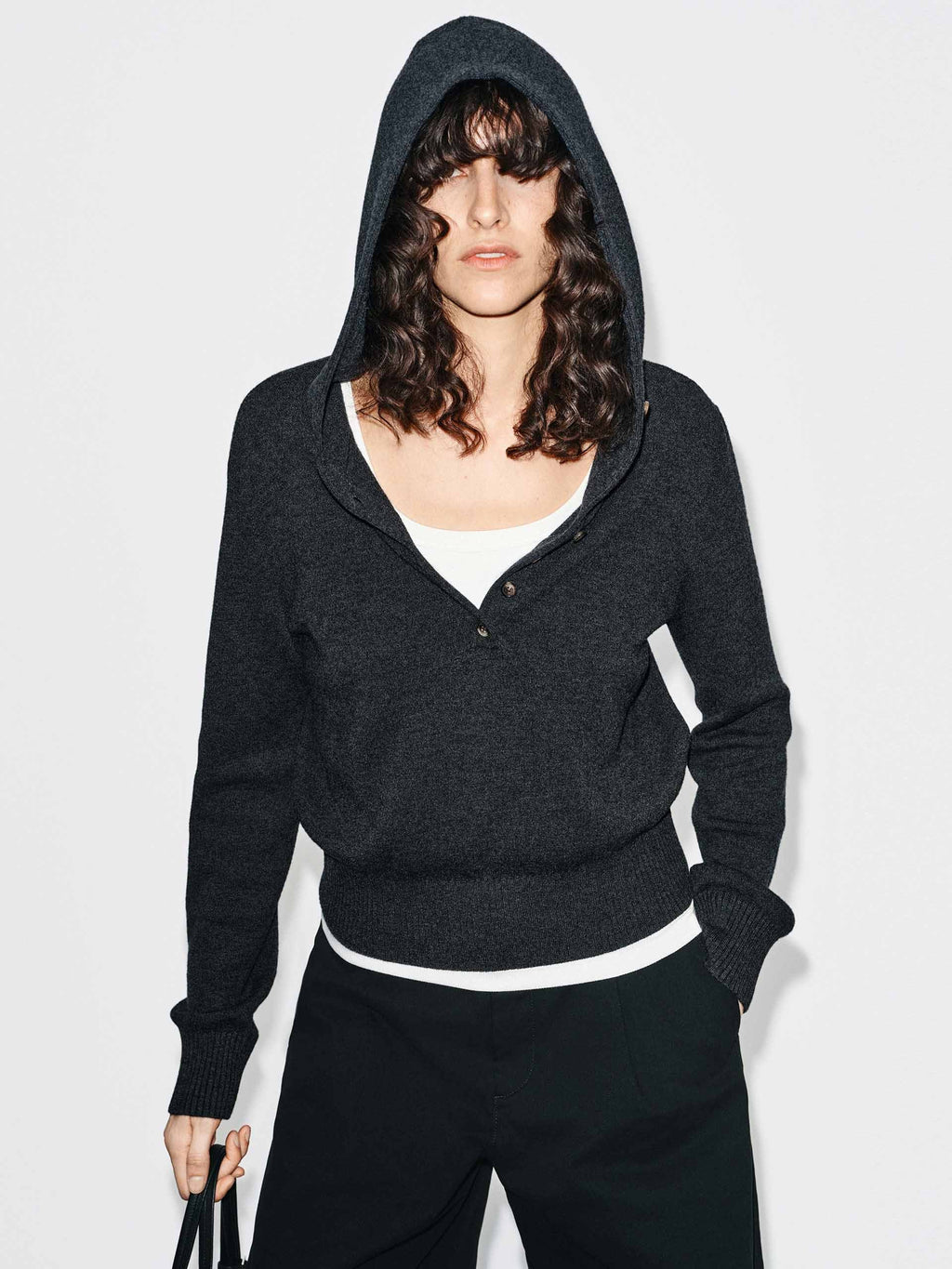 Cropped Hooded Knitted Top