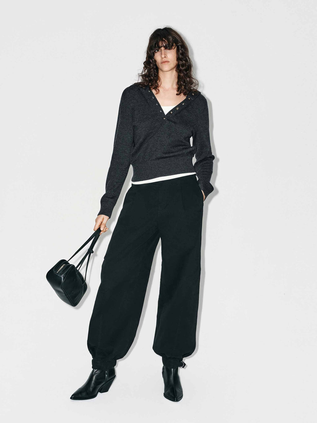 Cropped Hooded Knitted Top