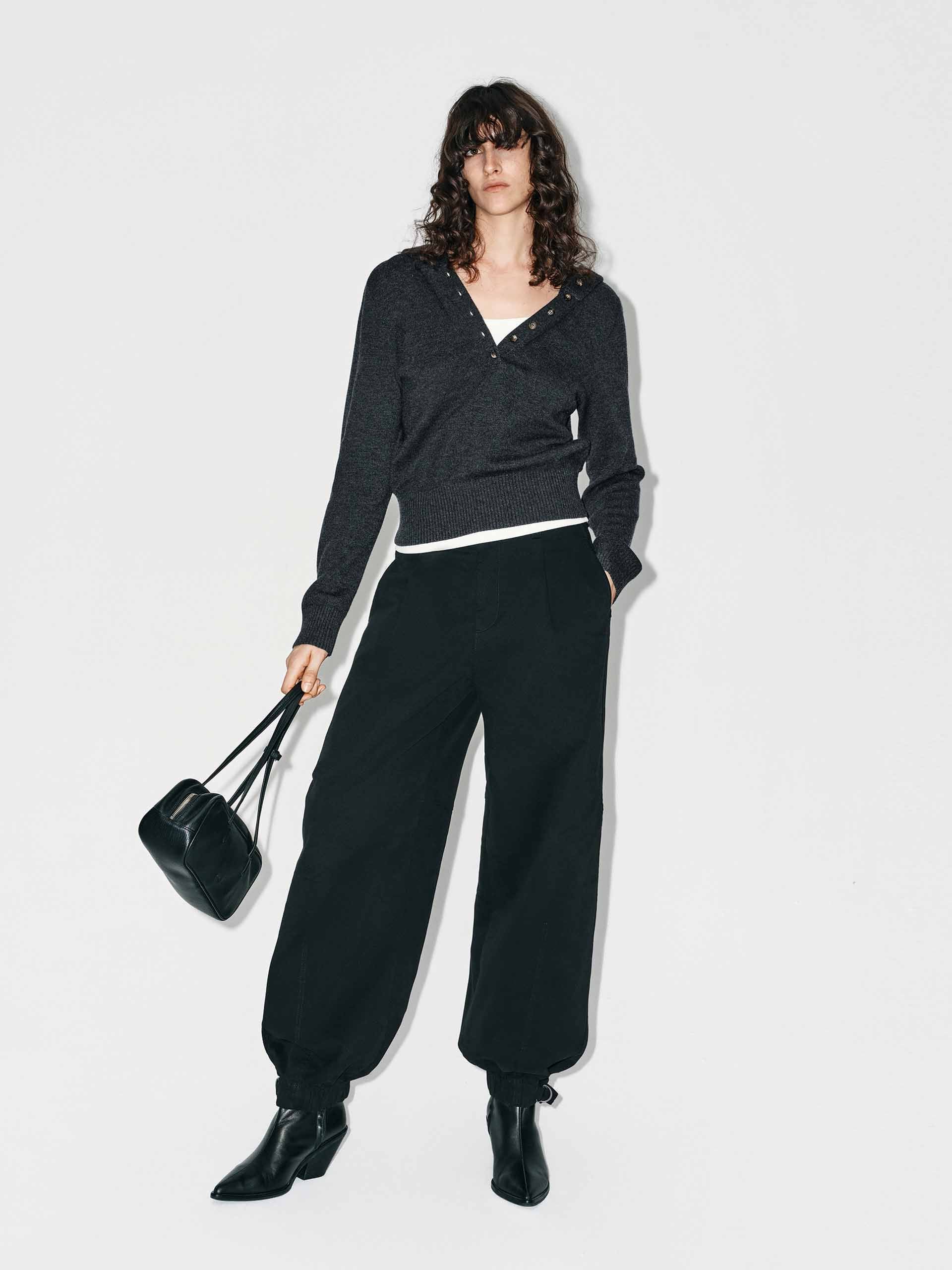 Cropped Hooded Knitted Top