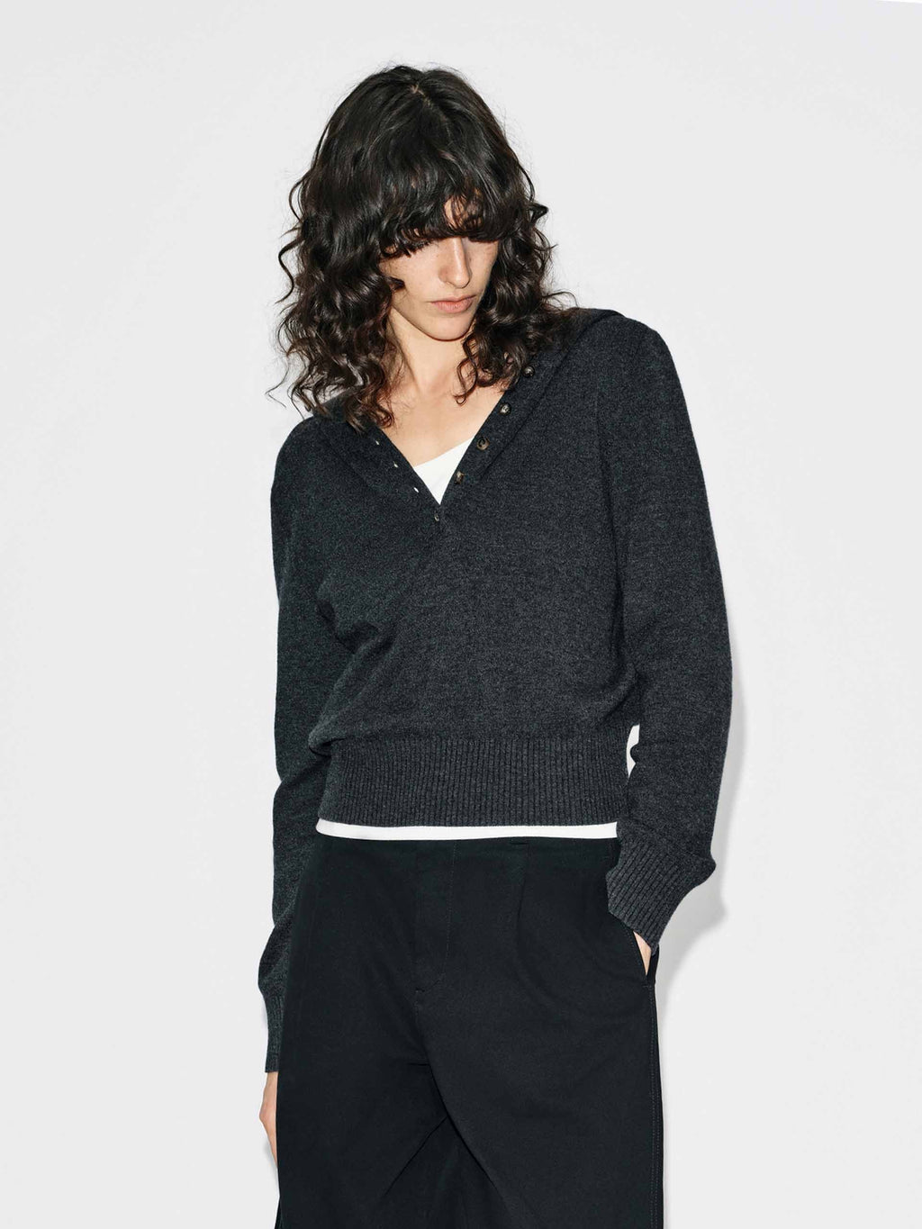 Cropped Hooded Knitted Top