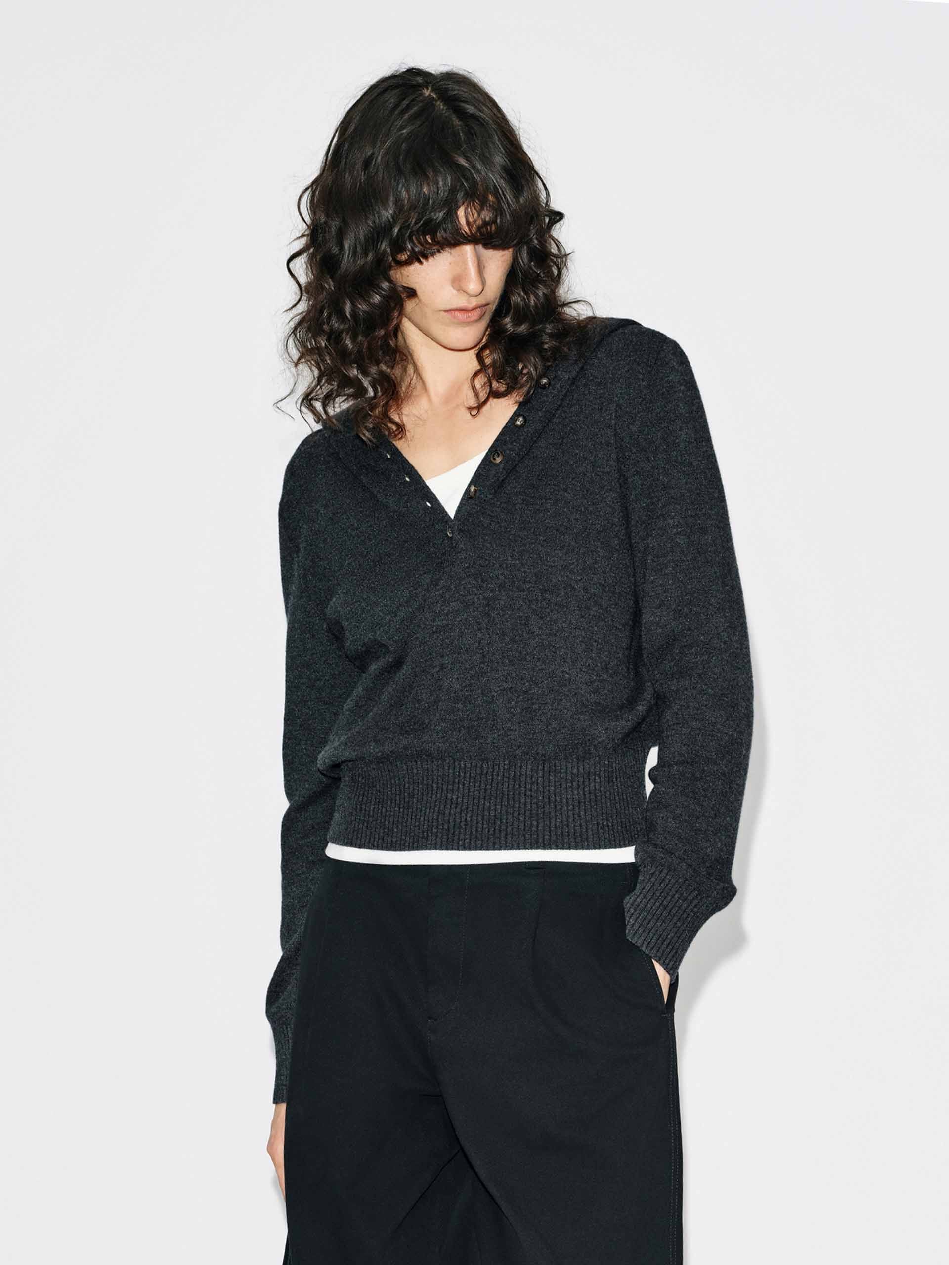 Cropped Hooded Knitted Top