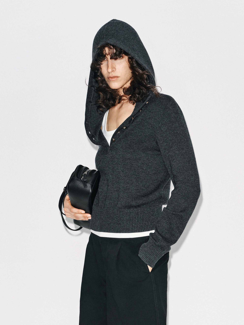 Cropped Hooded Knitted Top
