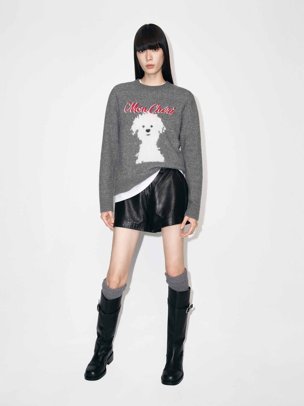 Puppy Pattern Knitted Sweater
