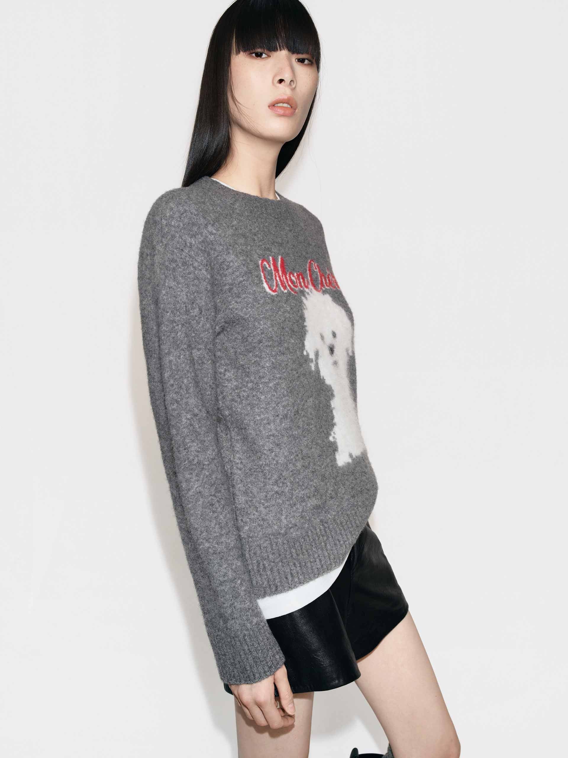 Puppy Pattern Knitted Sweater