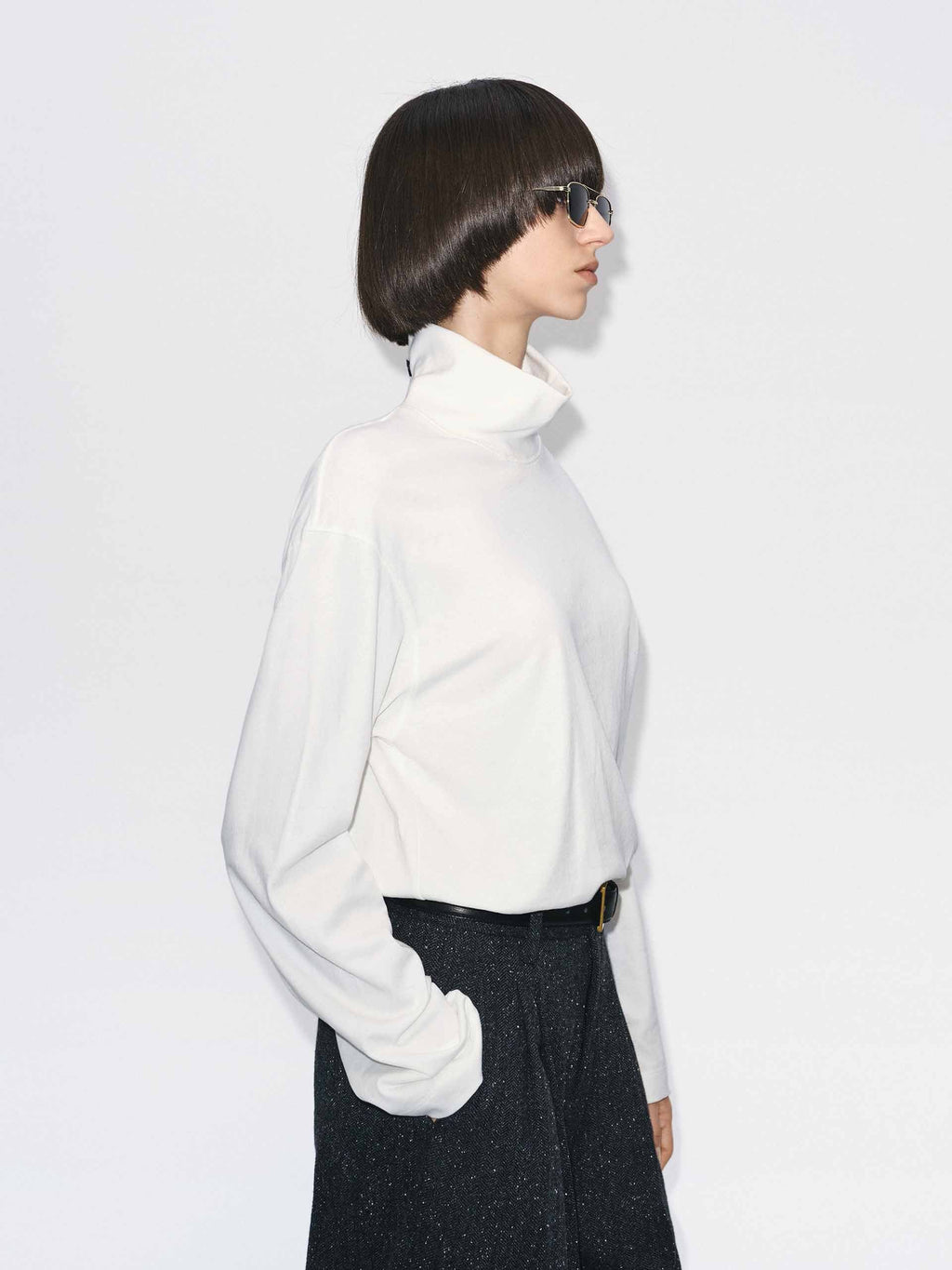 Turtleneck Pure Cotton T-shirt