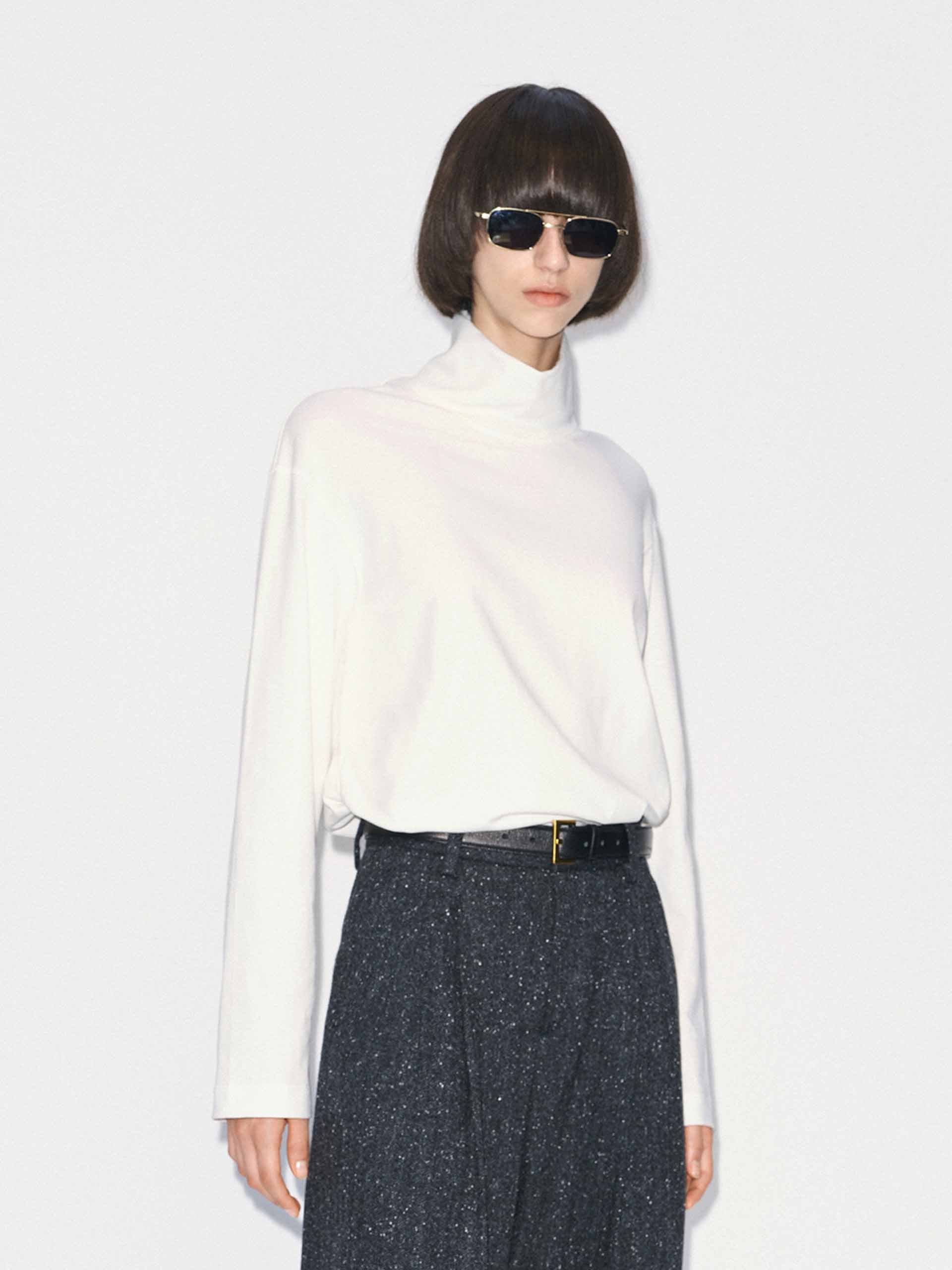 Turtleneck Pure Cotton T-shirt