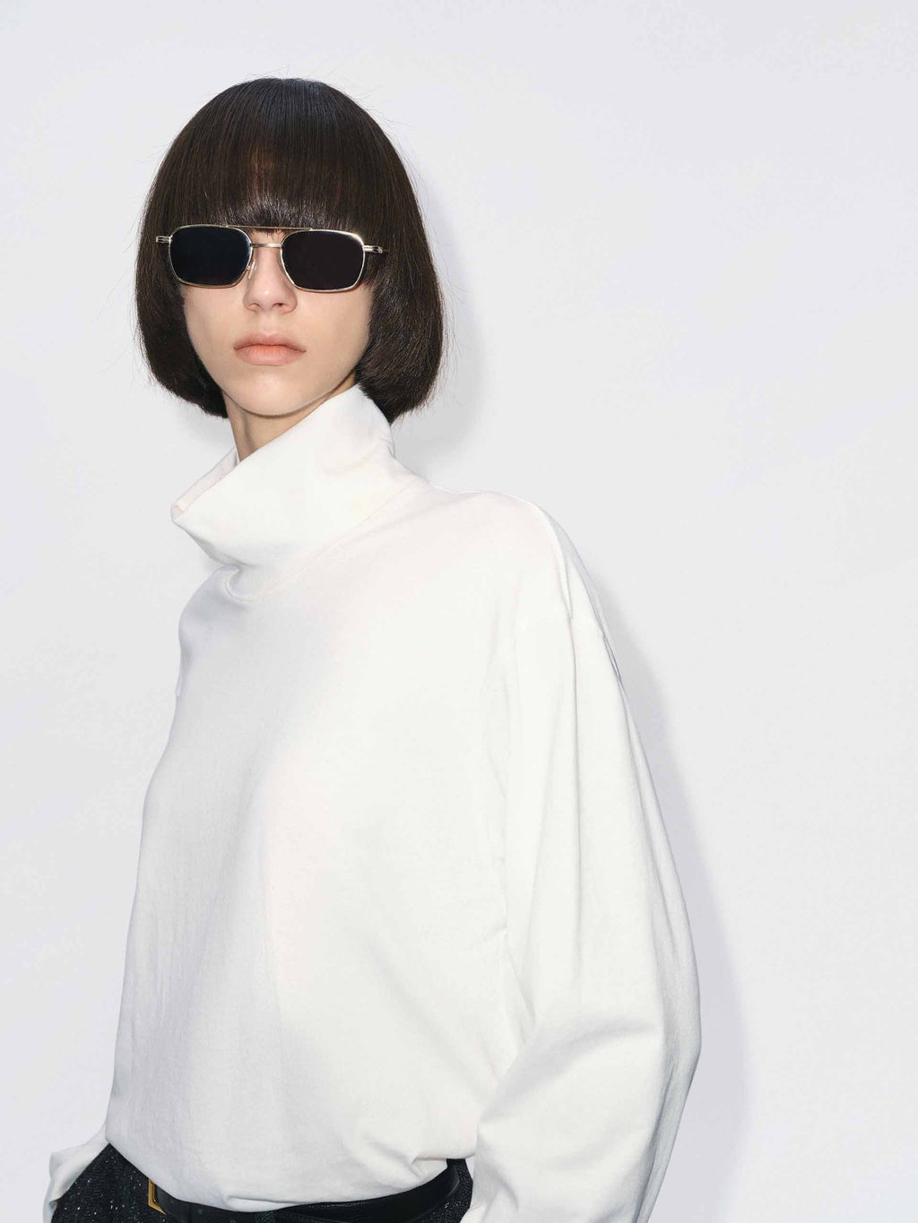 Turtleneck Pure Cotton T-shirt