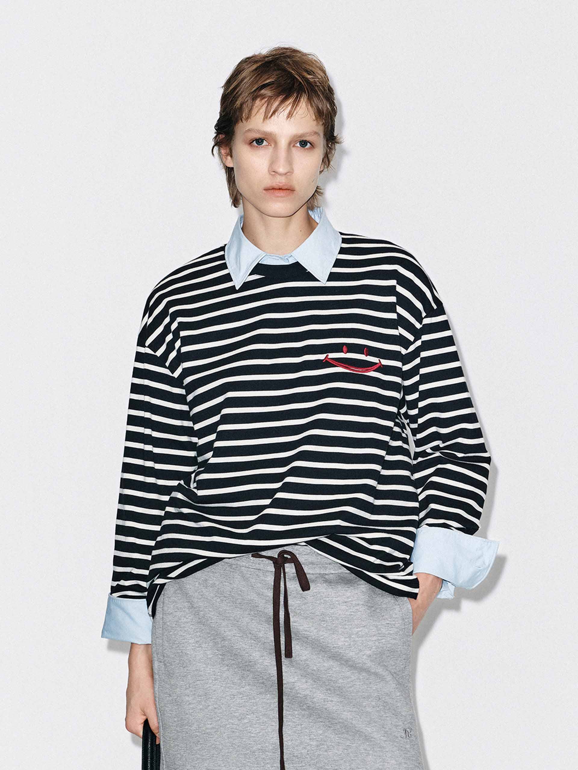Striped Pattern Cotton T-shirt