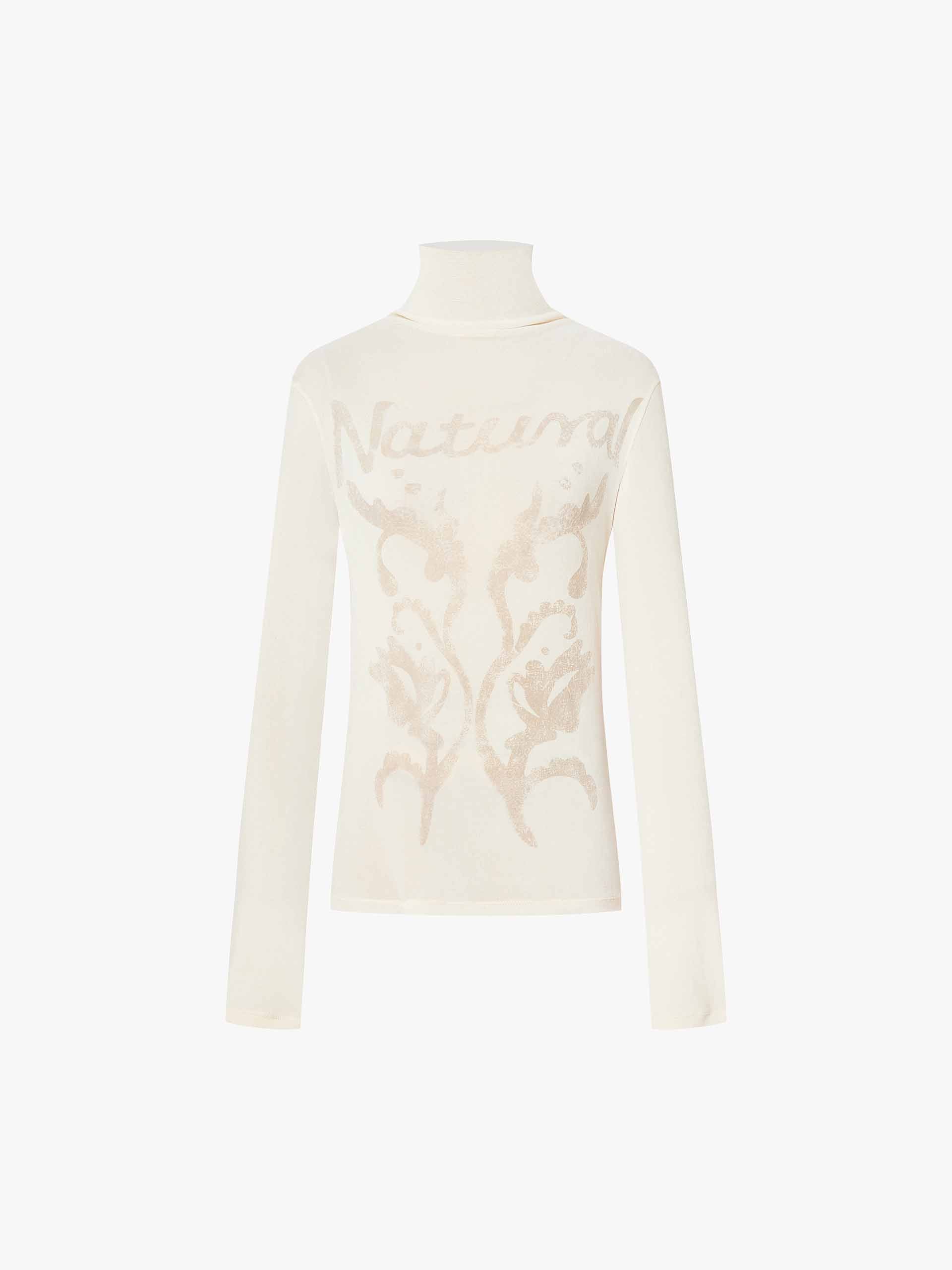 Turtleneck Fitted Beige Top