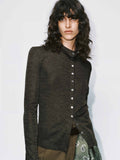 Button Closure Fitted Blouse