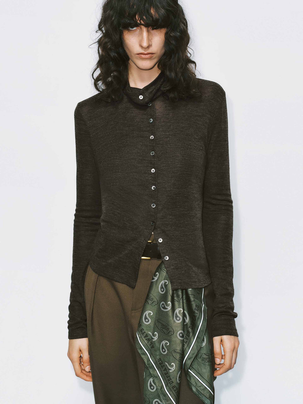 Button Closure Fitted Blouse