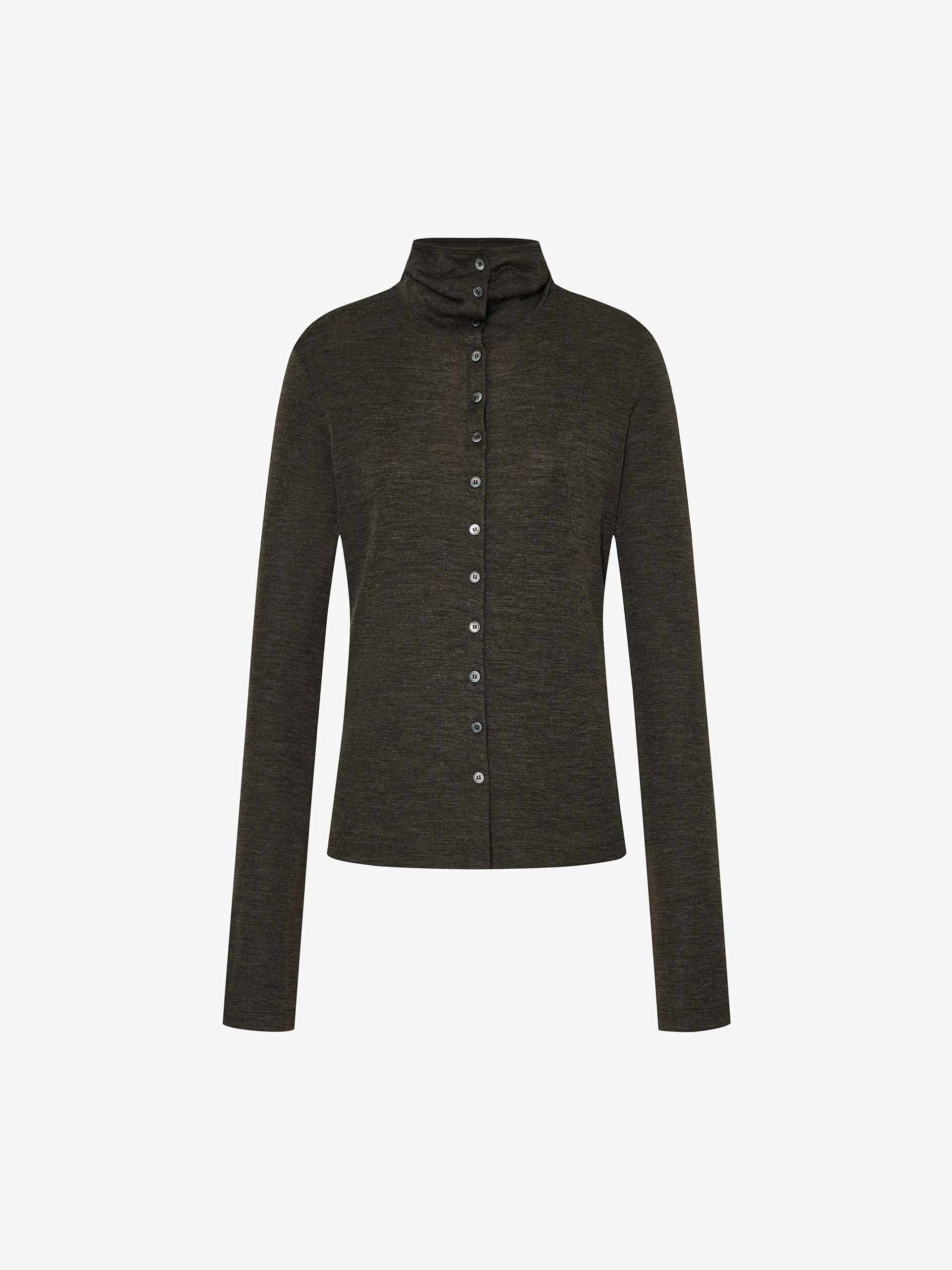 Button Closure Fitted Blouse