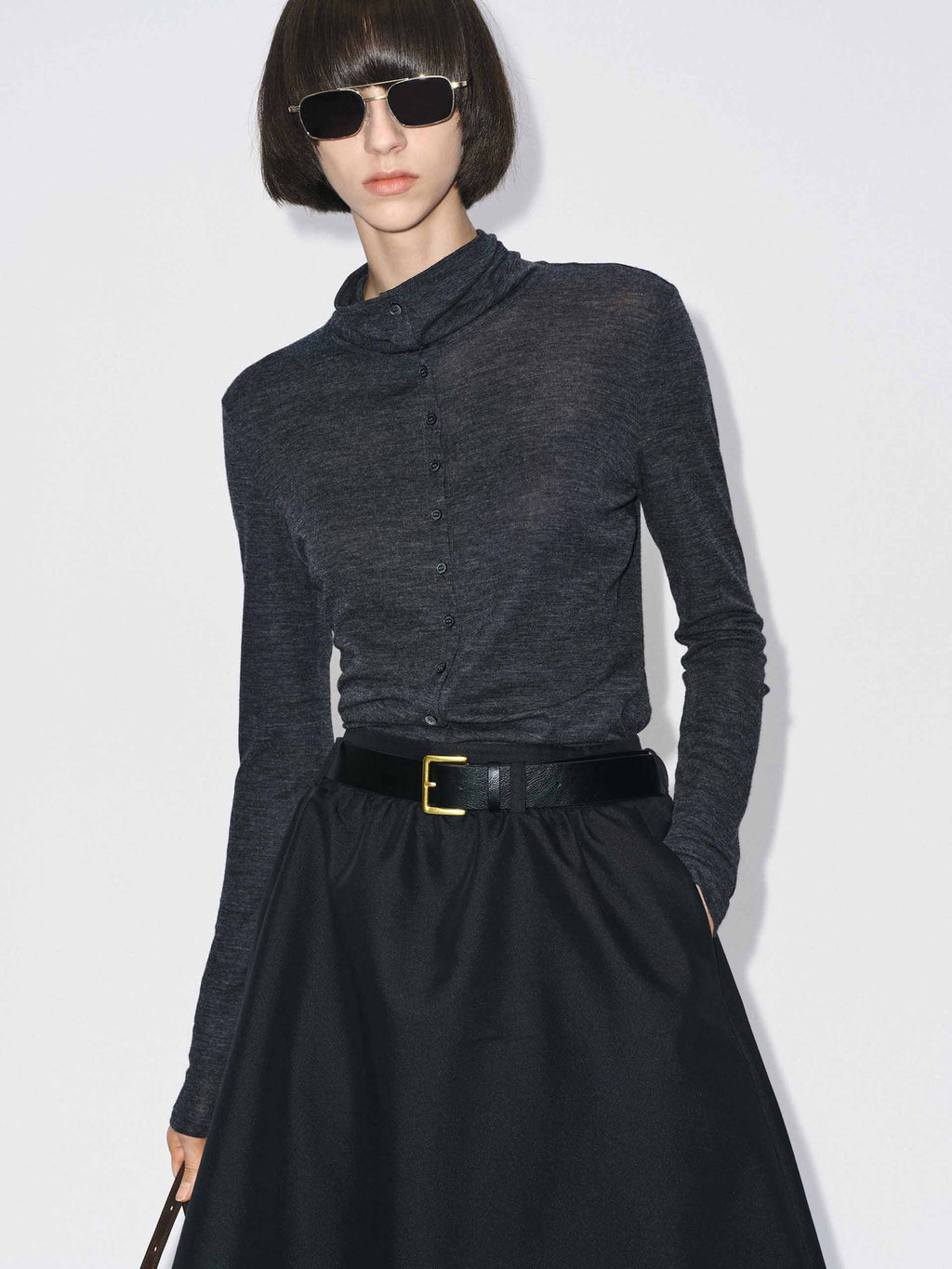 Button Closure Fitted Blouse
