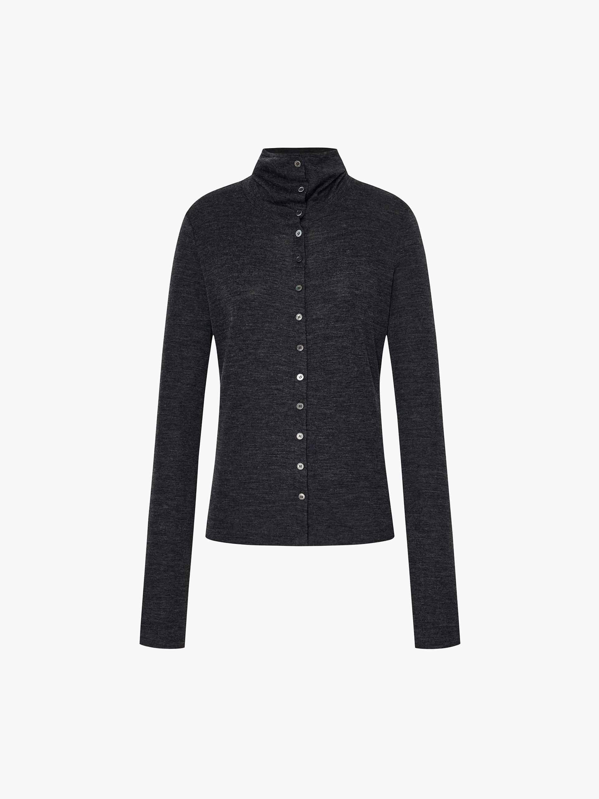 Button Closure Fitted Blouse