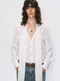 Front Tie Chiffon Blouse