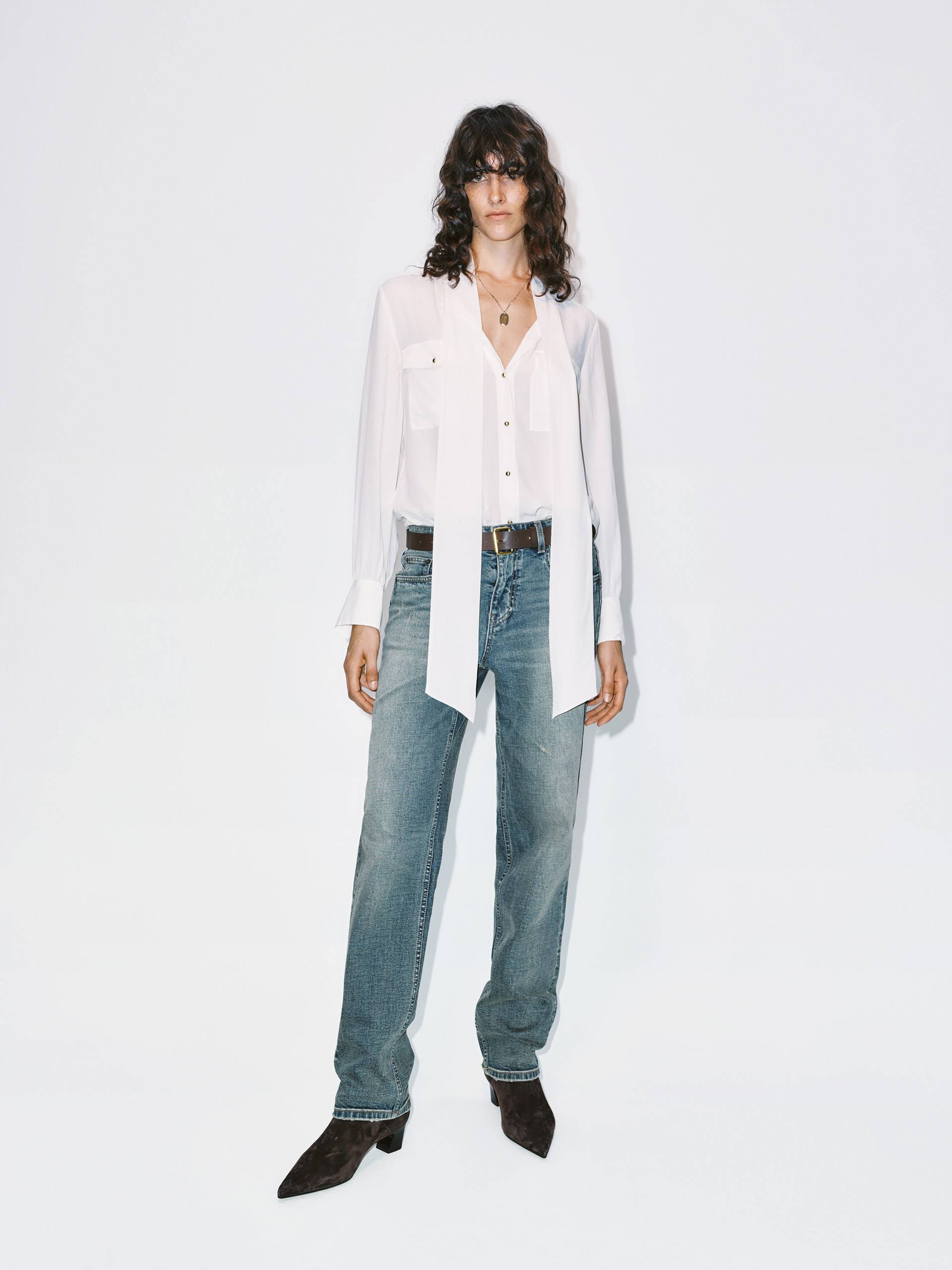 Front Tie Chiffon Blouse