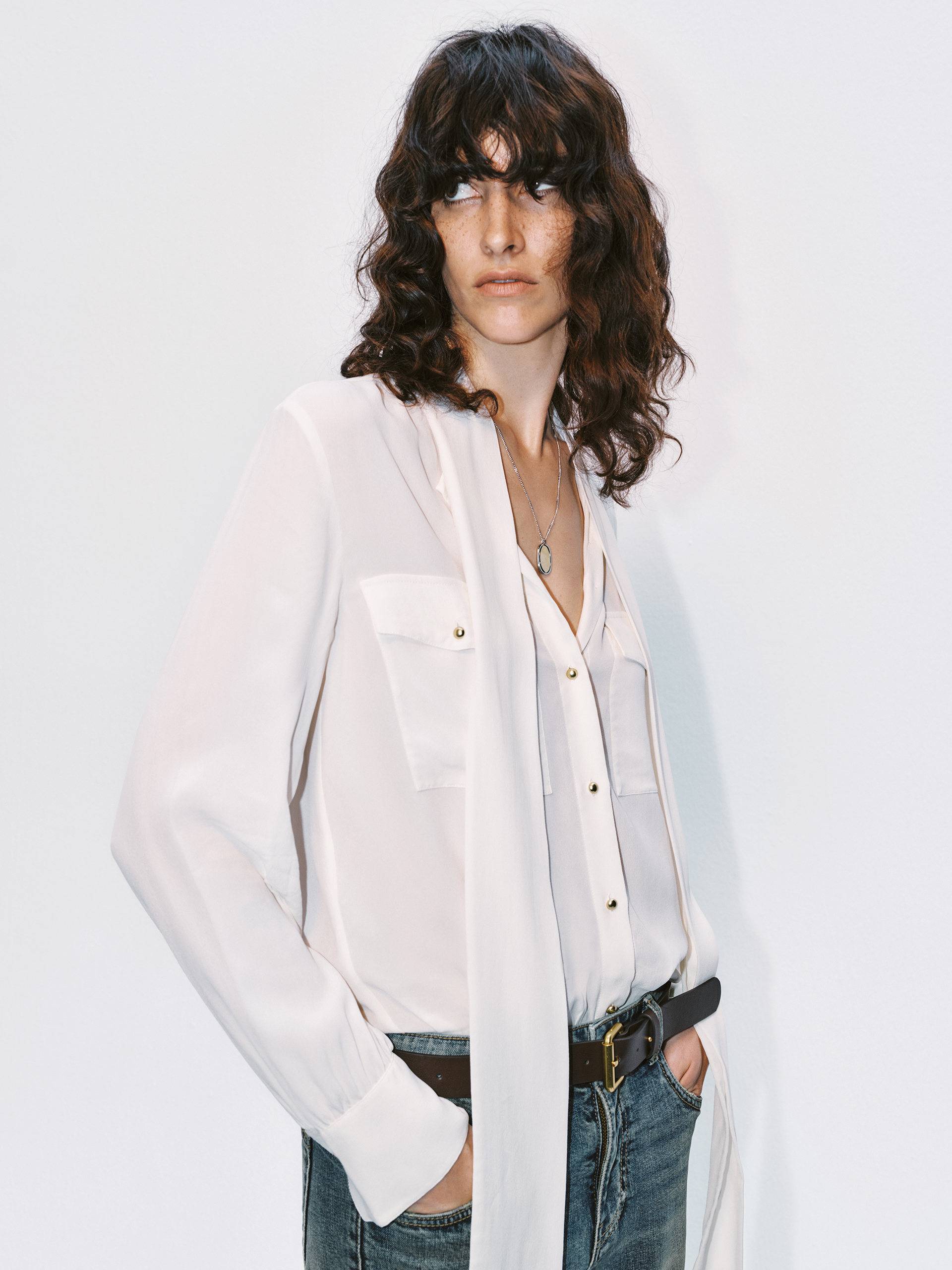 Front Tie Chiffon Blouse