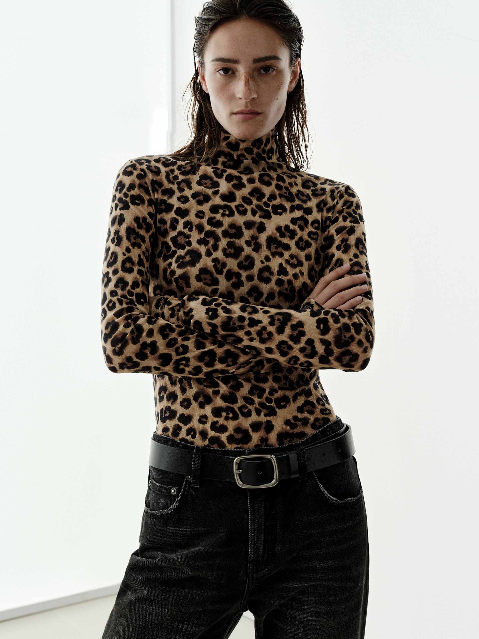Leopard Print Fitted Blouse
