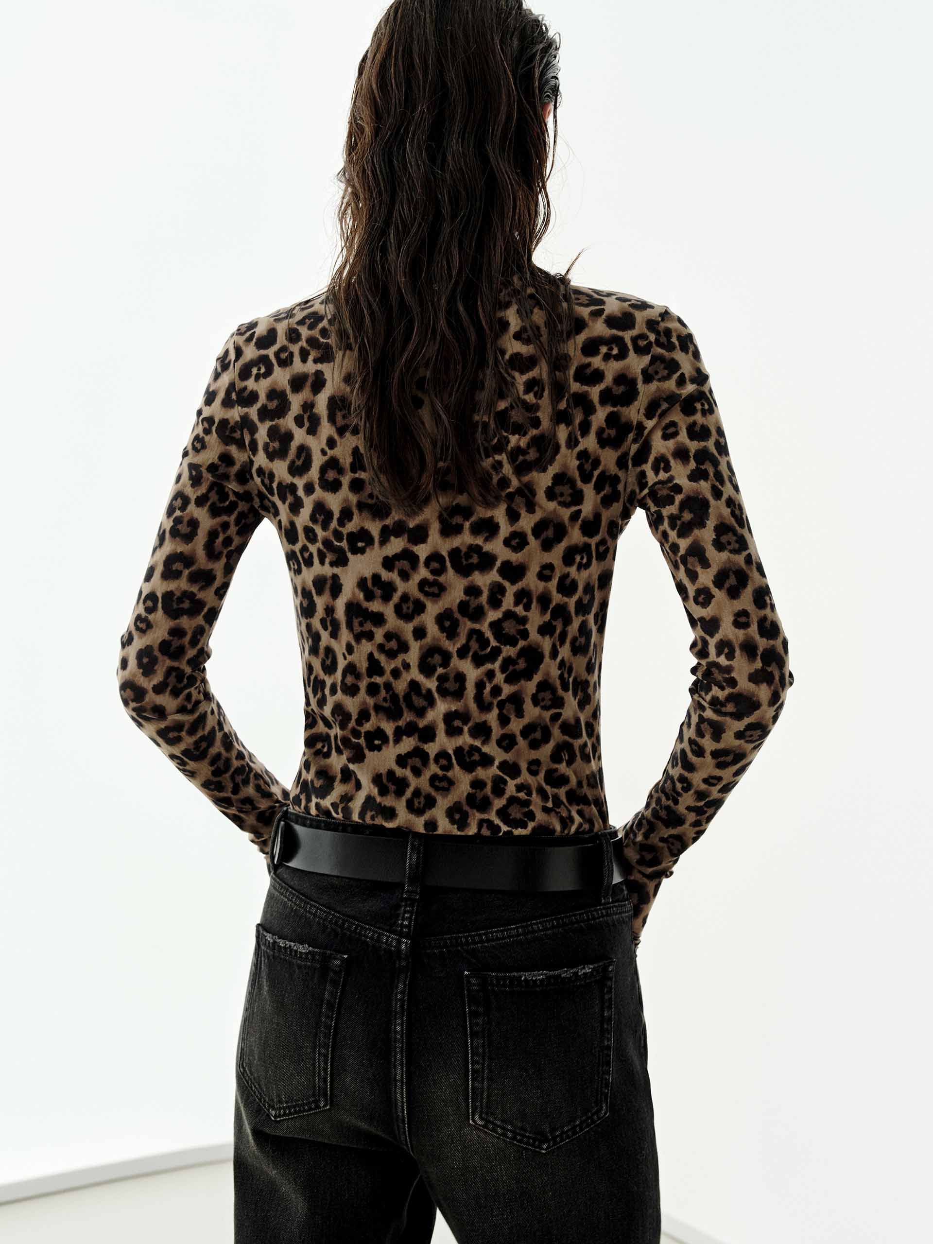 Leopard Print Fitted Blouse